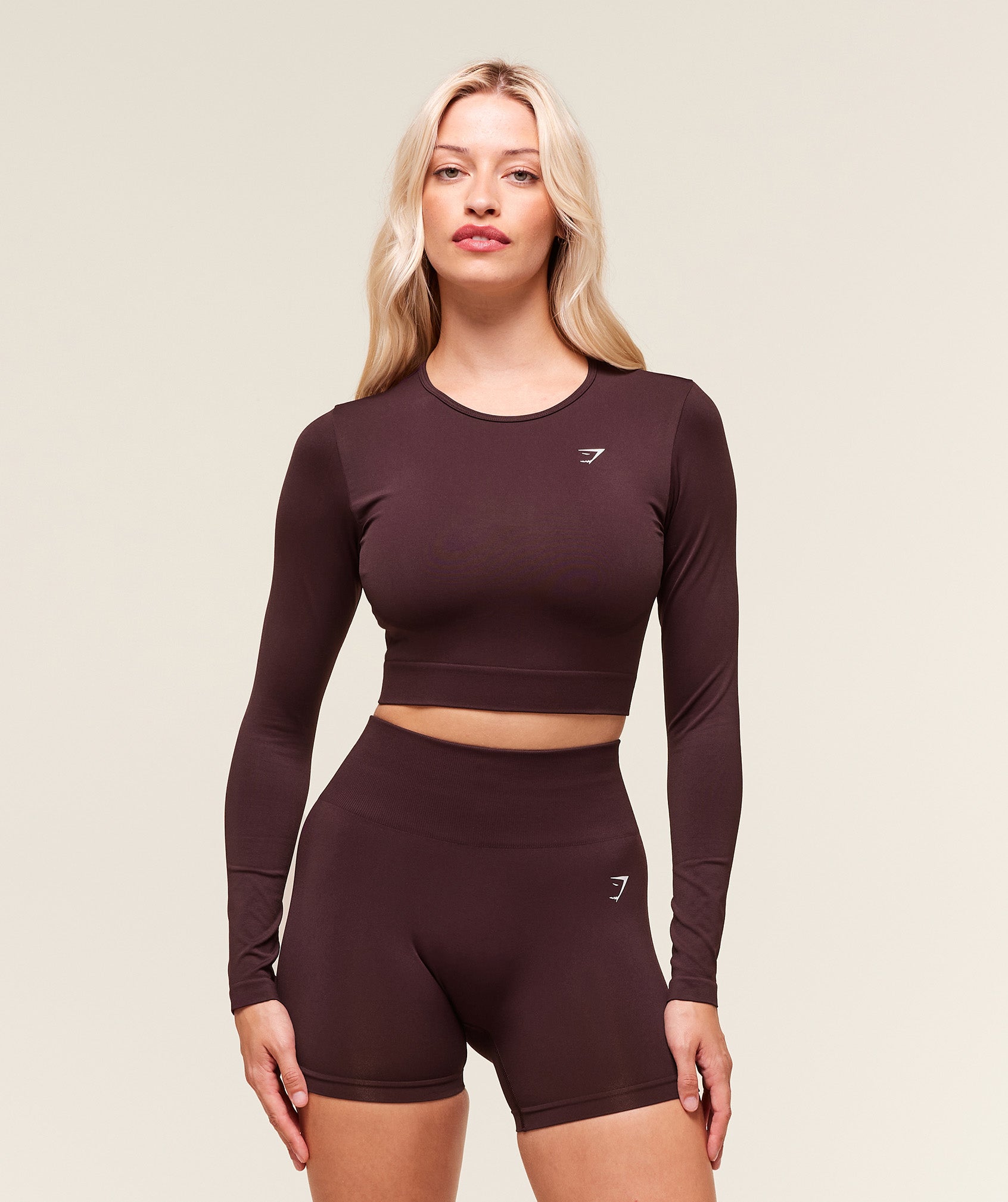 Gymshark Everyday Seamless Long Sleeve Crop Top - Cherry Purple
