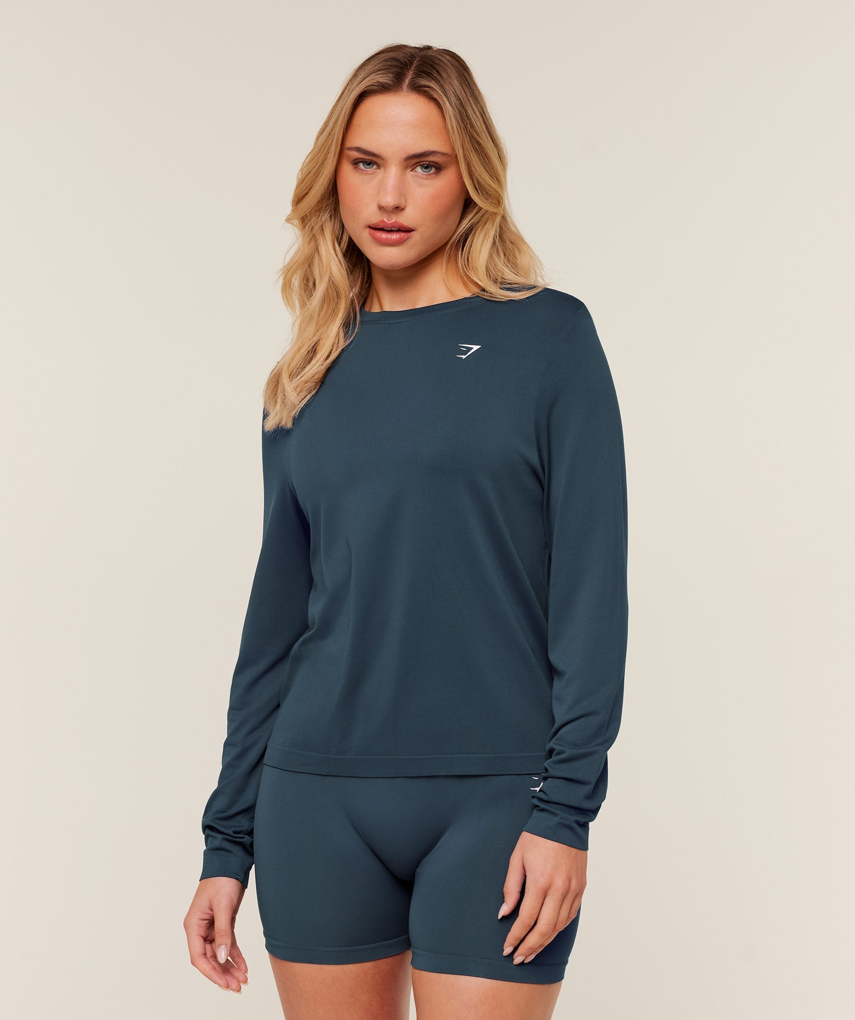 Gymshark Everyday Seamless Long Sleeve Top - GS Stealth Blue