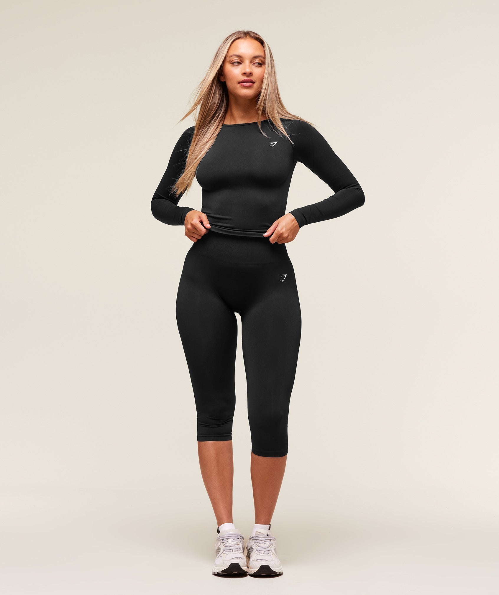 Gymshark Everyday Seamless Wide Neck Long Sleeve Top - Black