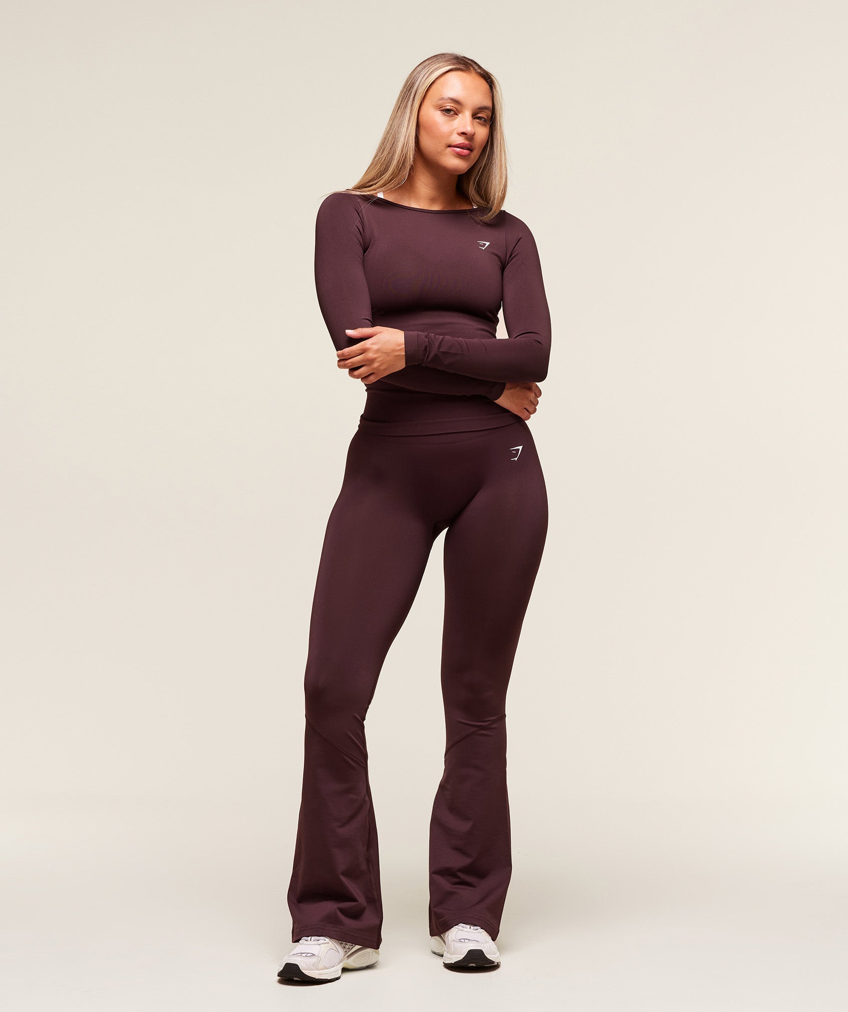 Gymshark Everyday Seamless Wide Neck Long Sleeve Top - Cherry Purple
