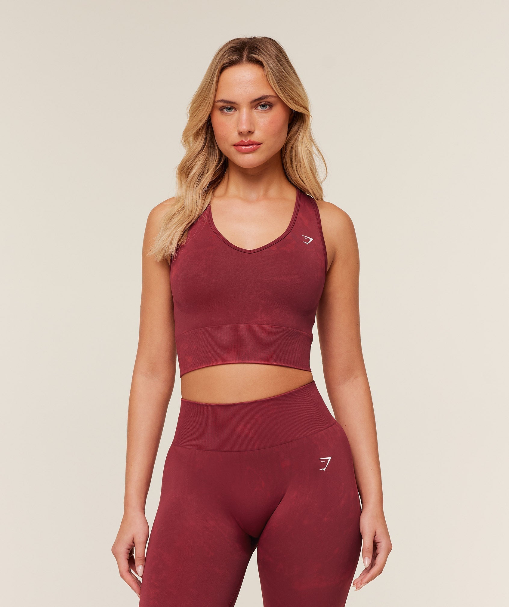 Gymshark Everyday Seamless Washed Crop Tank - Red Wash