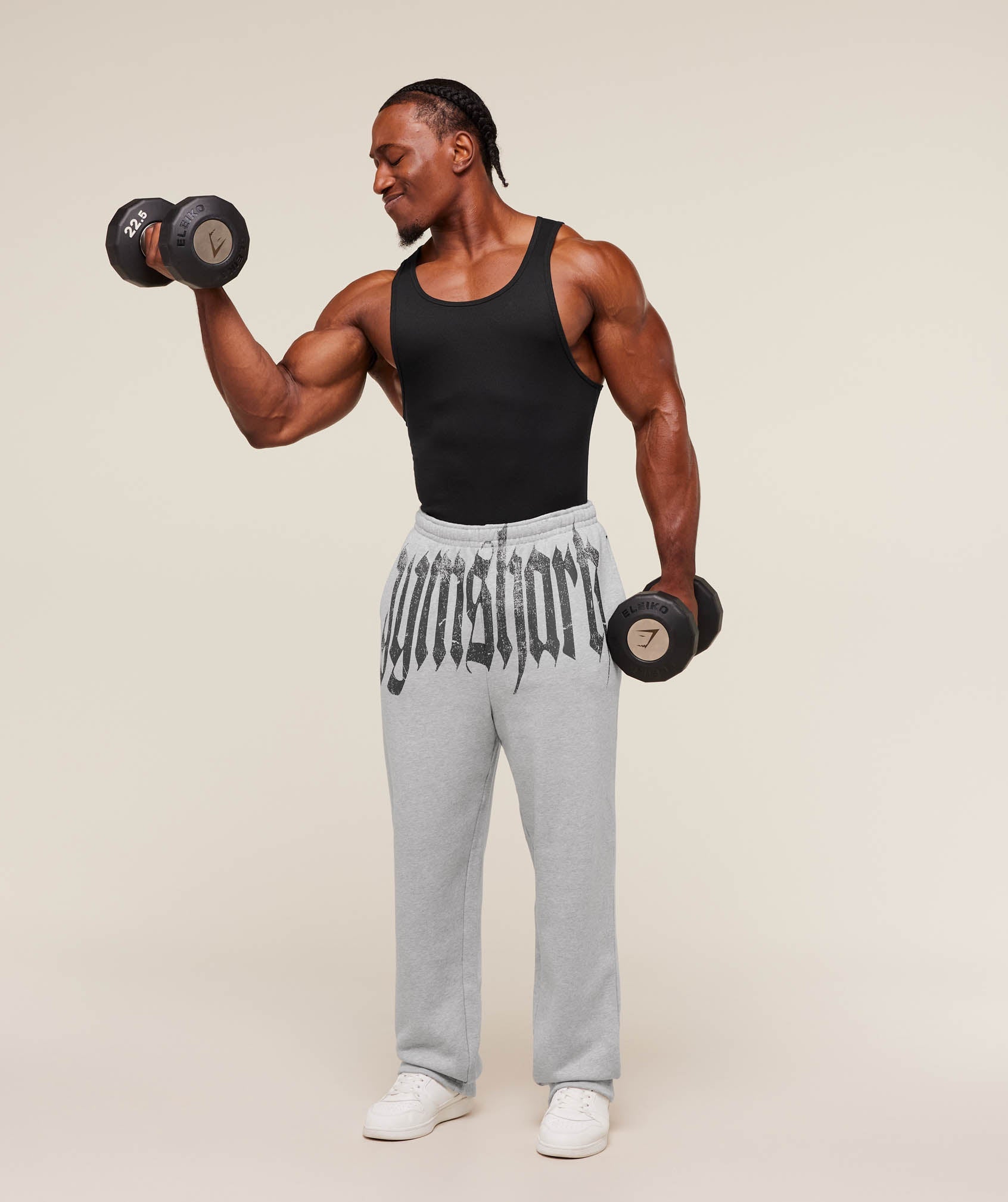 Gymshark Fade Graphic Straight Leg Jogger - Light Grey Core Marl