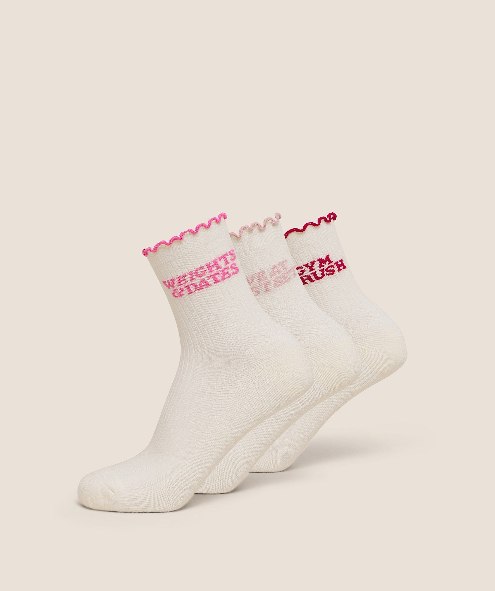 Gymshark Valentines Graphic Frill Midi 3pk - Soft White