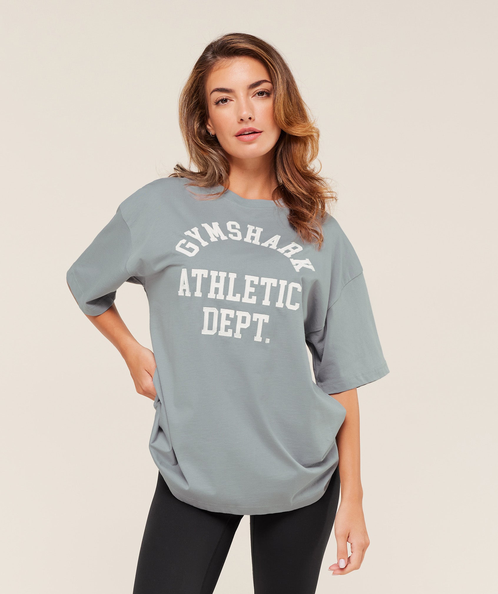 Gymshark Athletic Department Oversized Graphic T-Shirt - Denim Grey