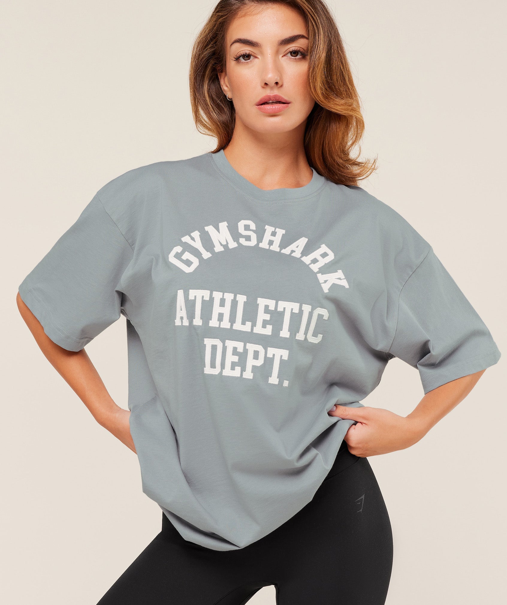 Gymshark Athletic Department Oversized Graphic T-Shirt - Denim Grey