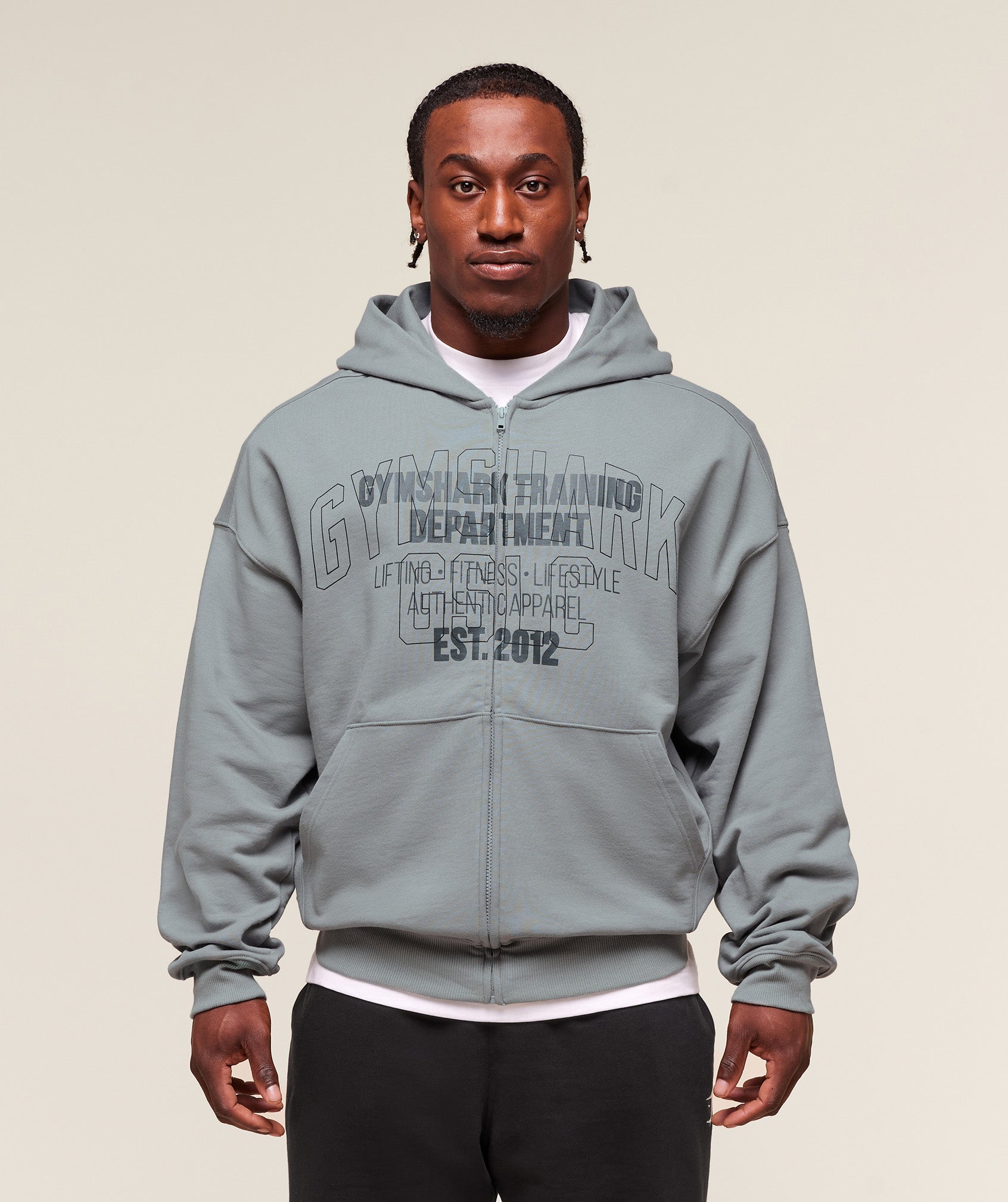 Gymshark Authentic Apparel Zip Up Hoodie - Smokey Grey