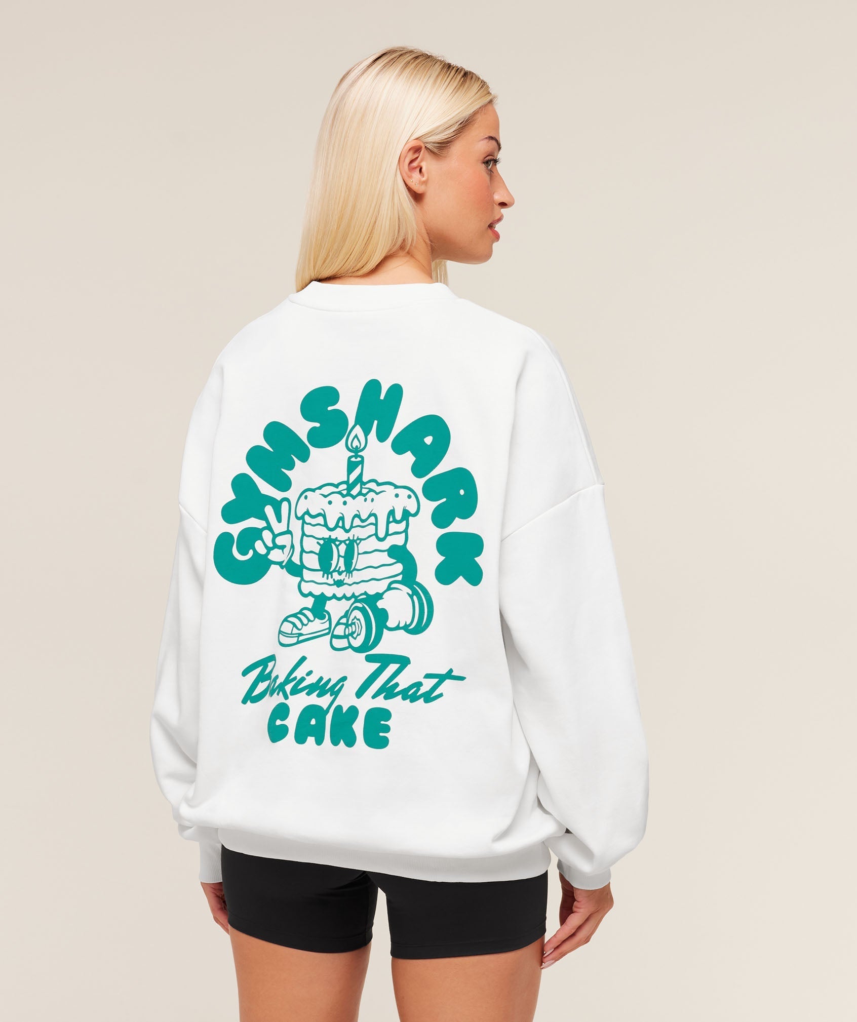 Gymshark Baking That Cake Graphic Sweatshirt - GS Soft White