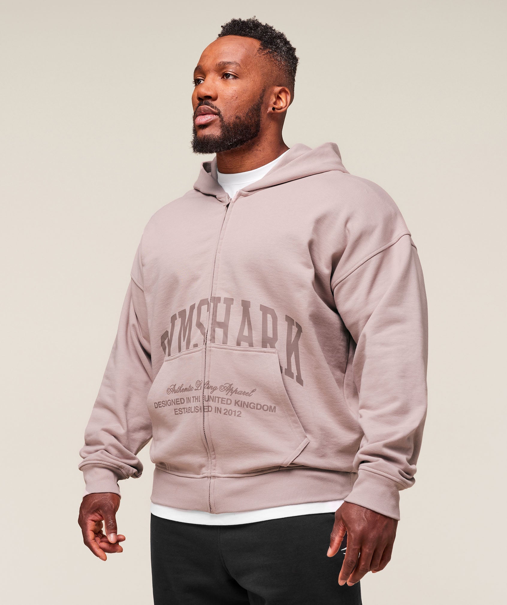 Gymshark Collegiate Script Zip Up Hoodie - Muted Pink