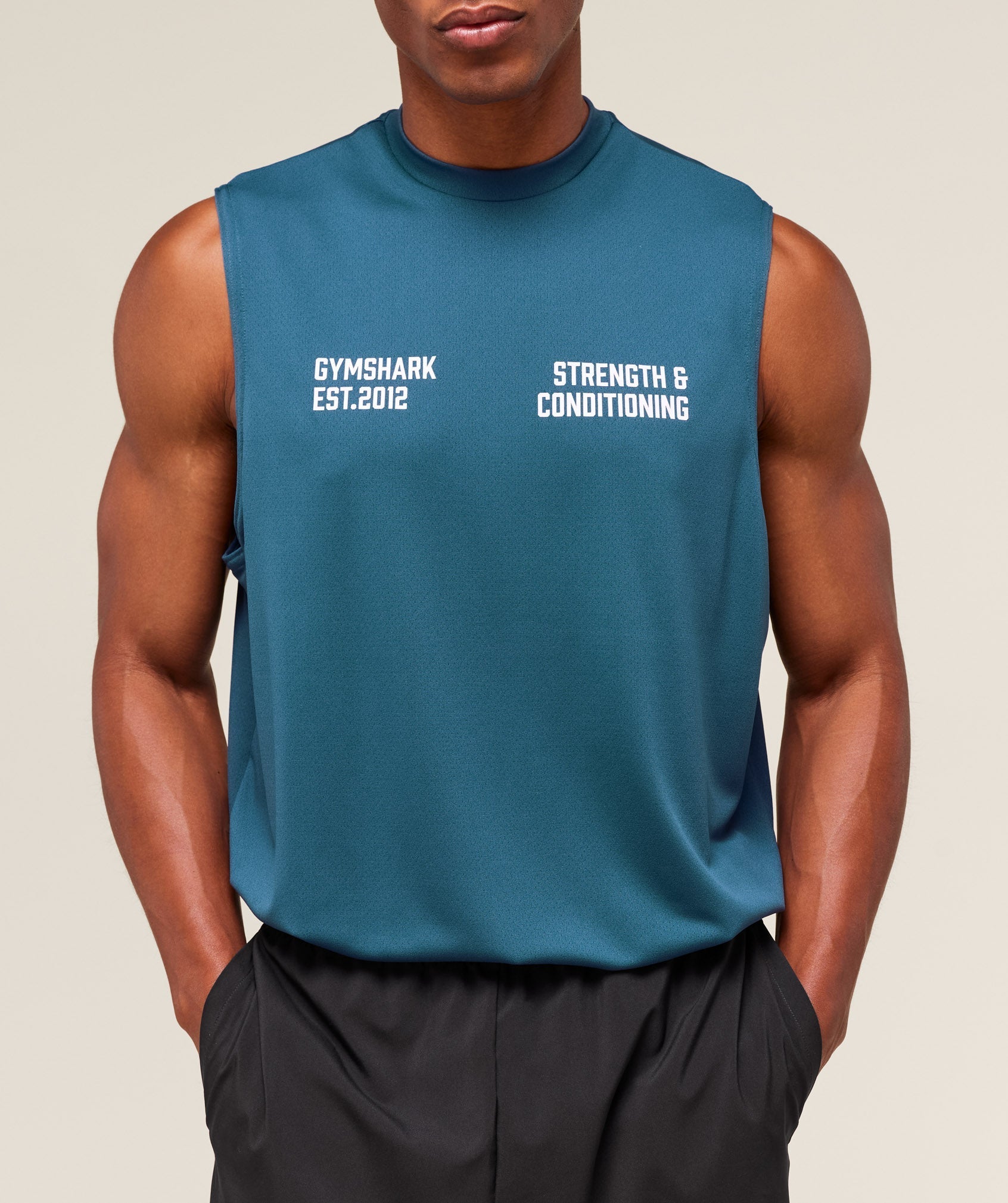 Gymshark S&C Graphic Cut Off Tank - Success Blue