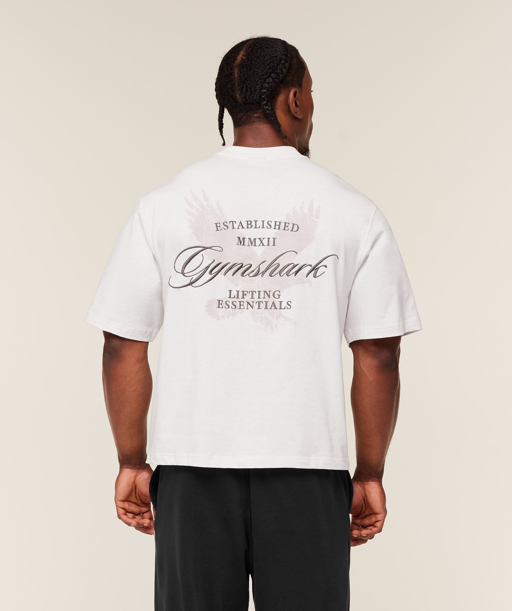 Gymshark Eagle Script Graphic T-Shirt - GS Soft White