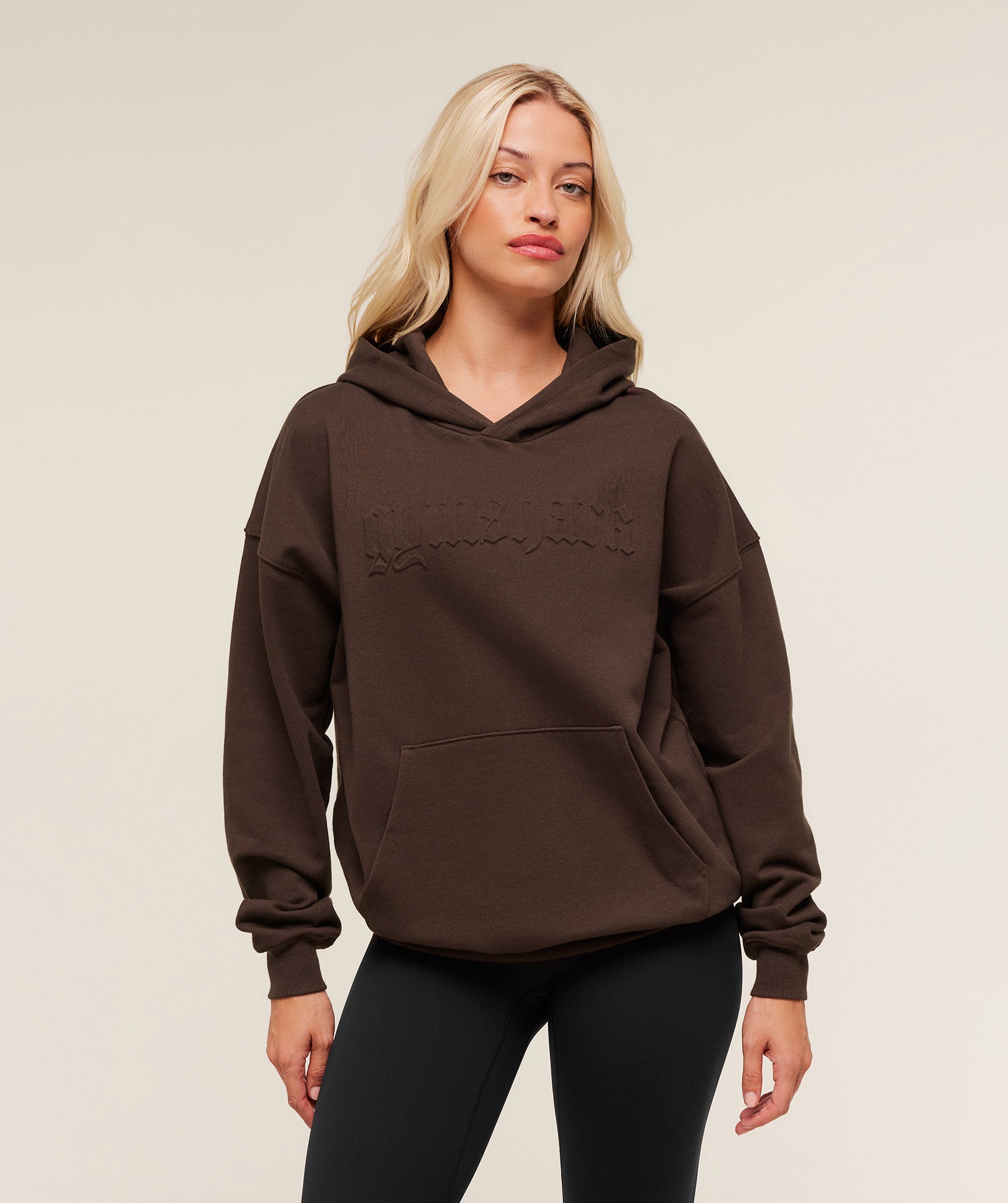 Gymshark Embossed Graphic Oversized Hoodie - Archive Brown
