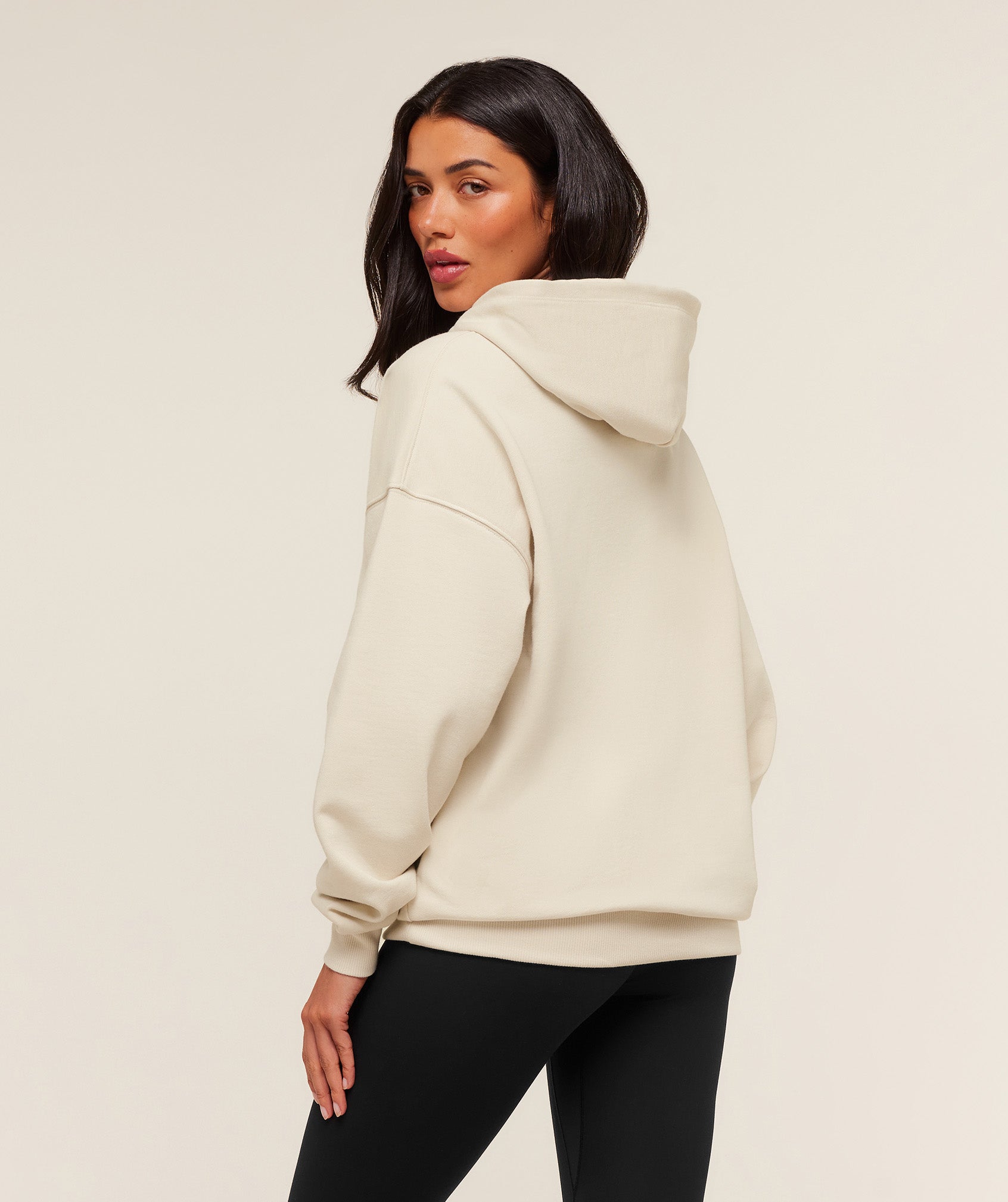 Gymshark Embossed Graphic Oversized Hoodie - Oat White