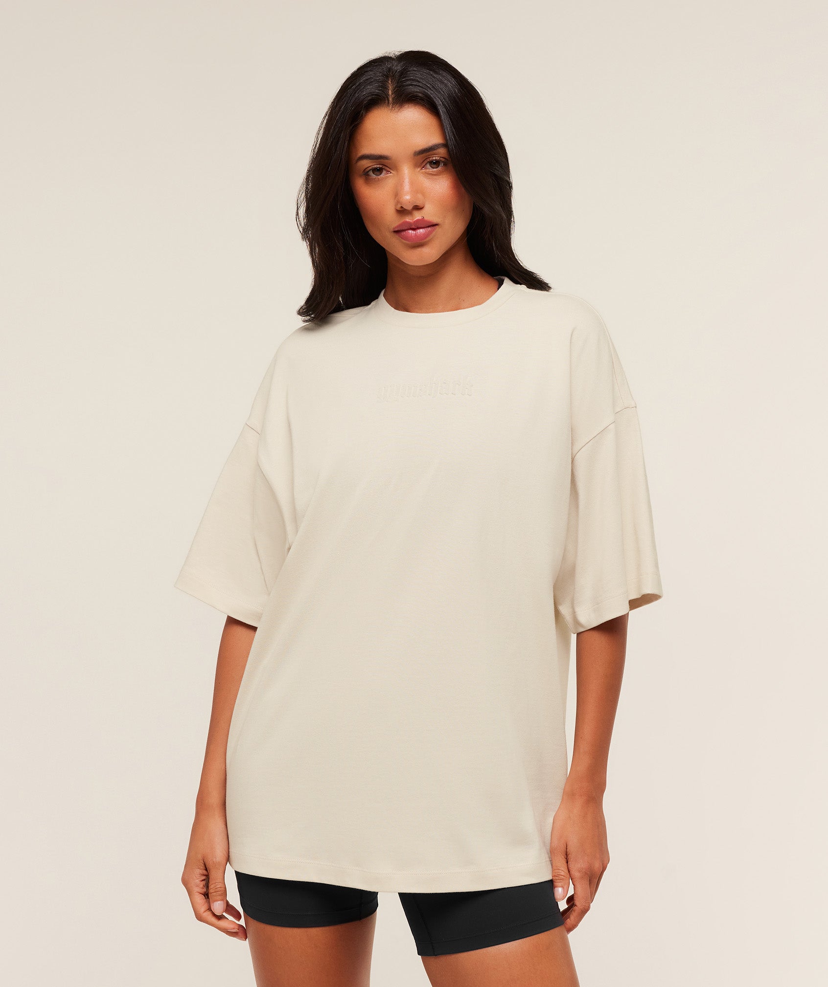 Gymshark Embossed Graphic Oversized T-Shirt - Oat White