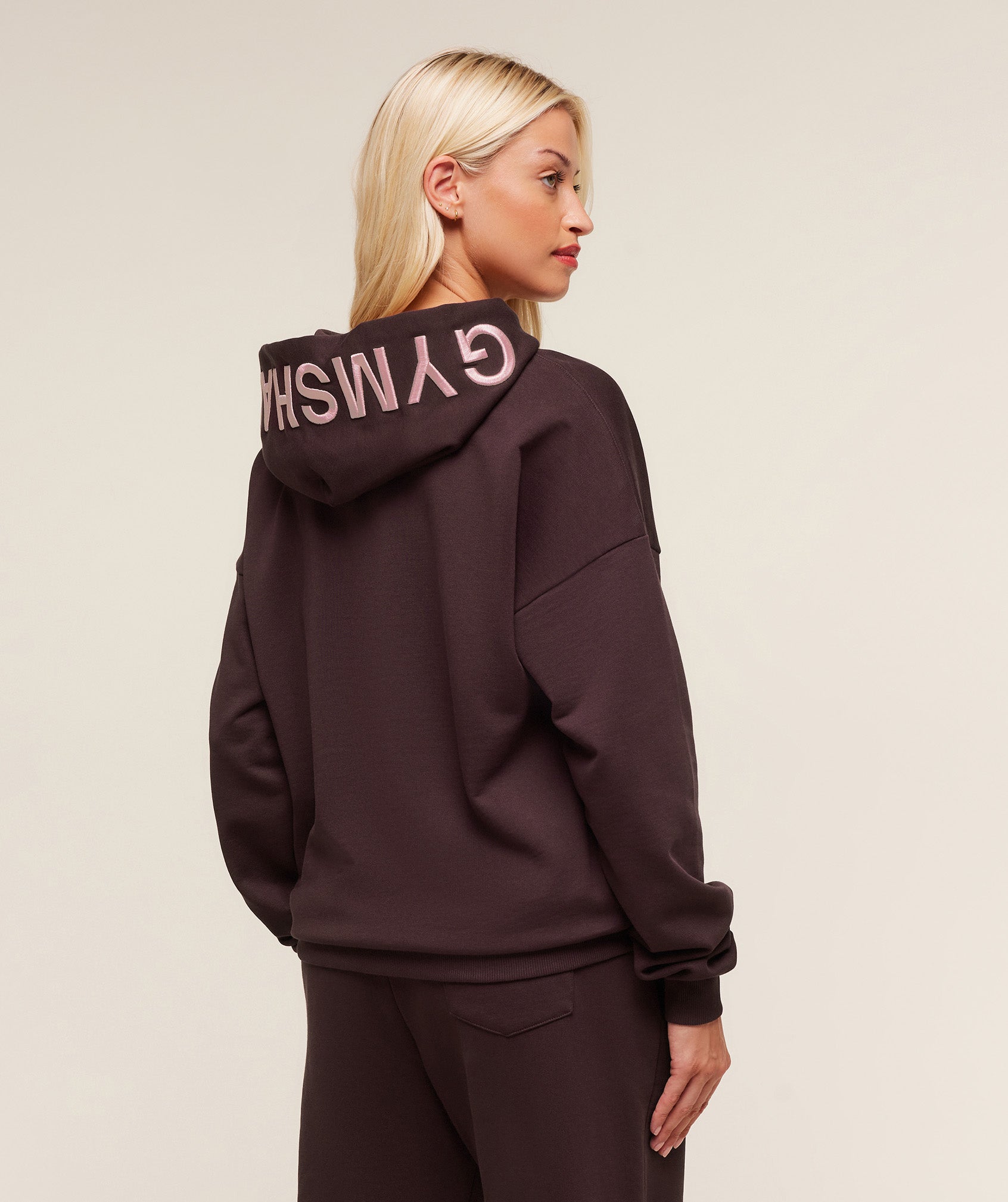 Gymshark Embroidered Zip Up Hoodie - Cherry Purple