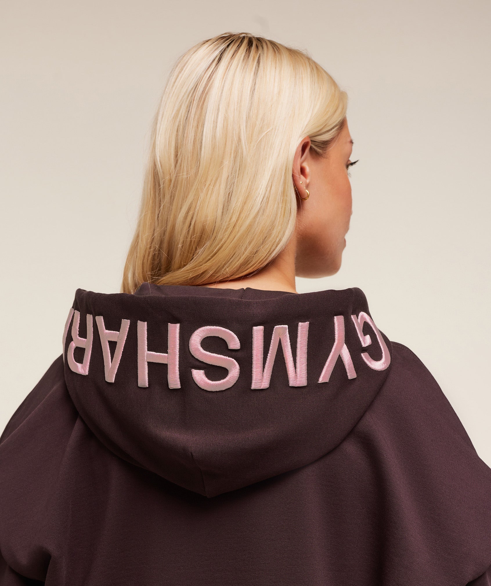 Gymshark Embroidered Zip Up Hoodie - Cherry Purple