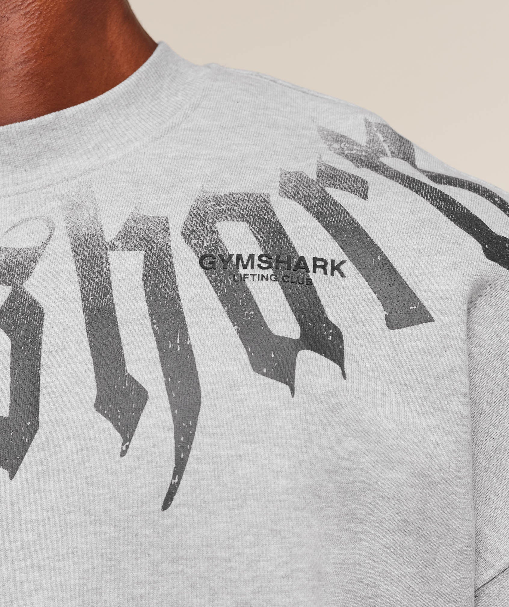 Gymshark Fade Graphic Crew - Light Grey Core Marl