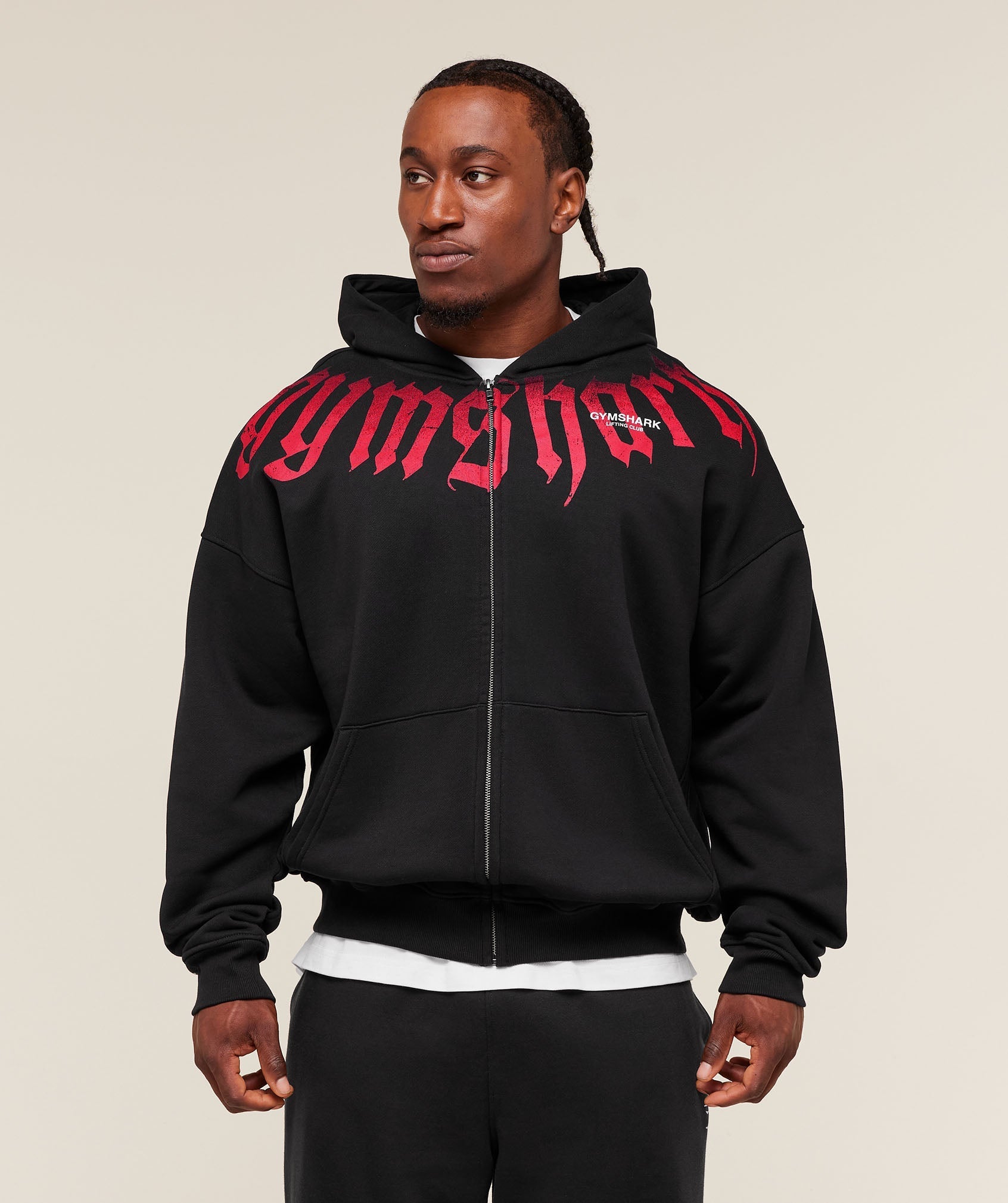 Gymshark Fade Graphic Zip Up Hoodie - Black