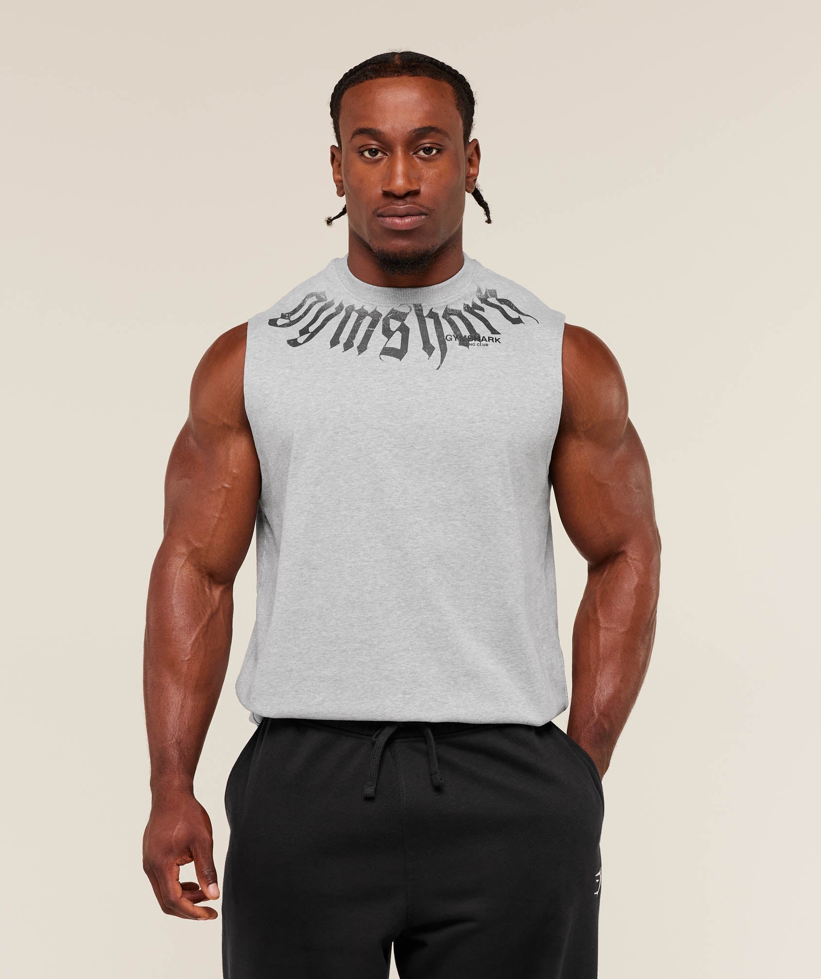 Gymshark Fade Graphic Tank - Light Grey Core Marl