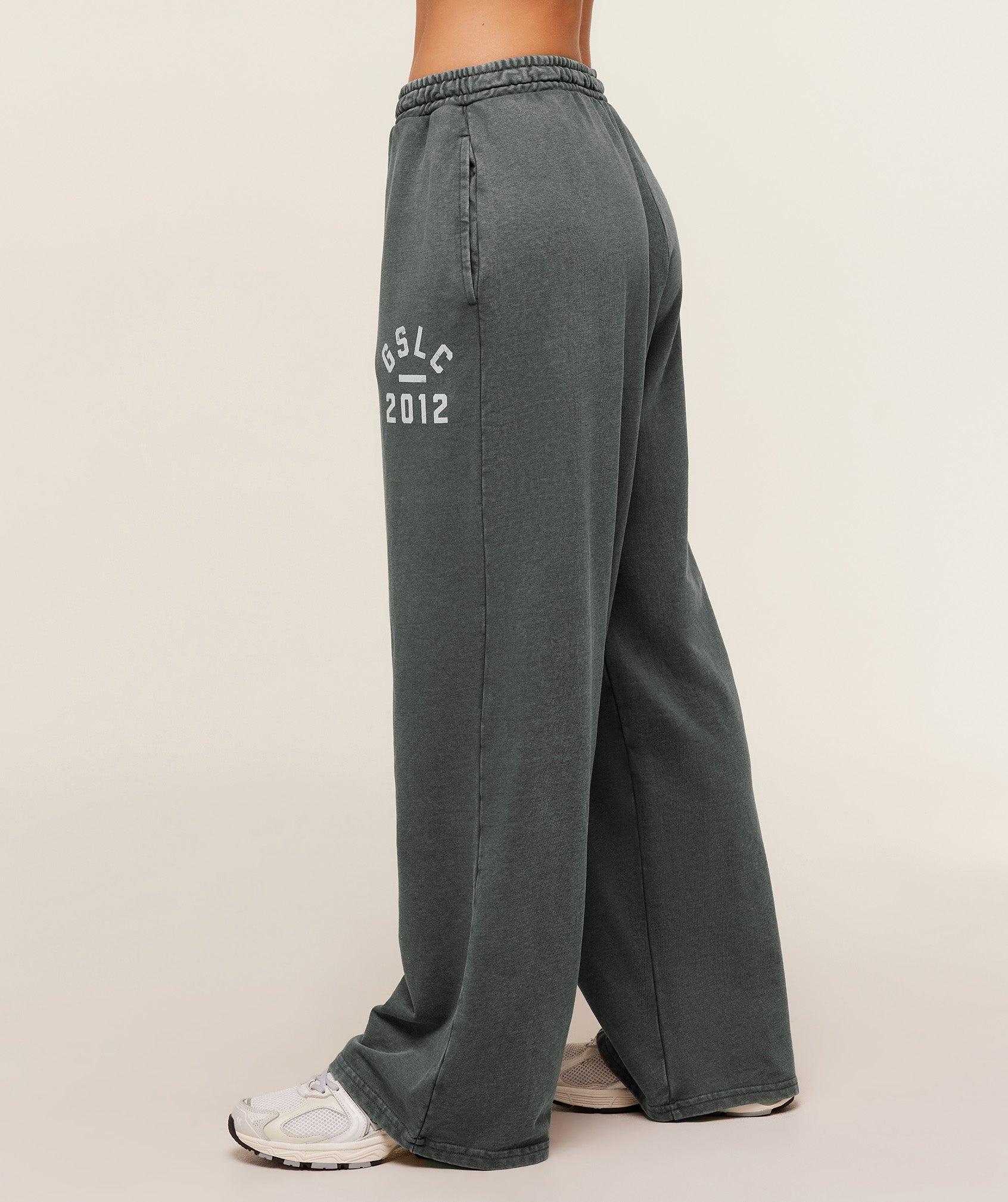 Gymshark Gymshark Lifting Club 2012 Graphic Wide Leg Jogger - Slate Teal/Wash