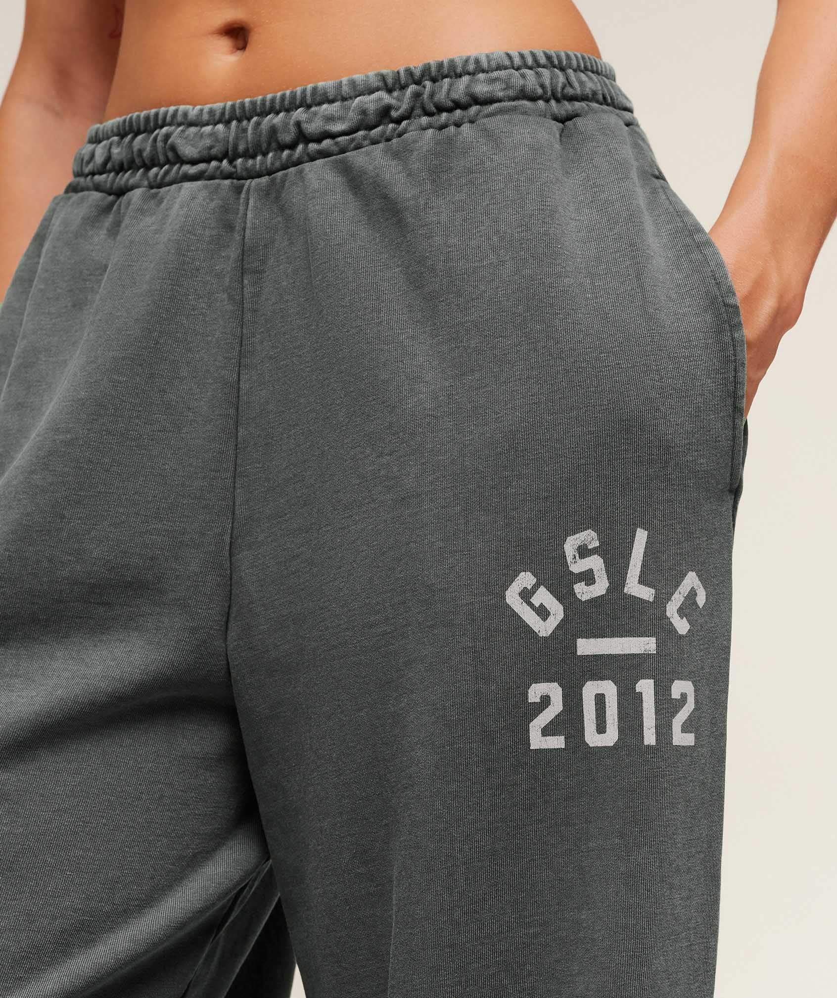 Gymshark Gymshark Lifting Club 2012 Graphic Wide Leg Jogger - Slate Teal/Wash