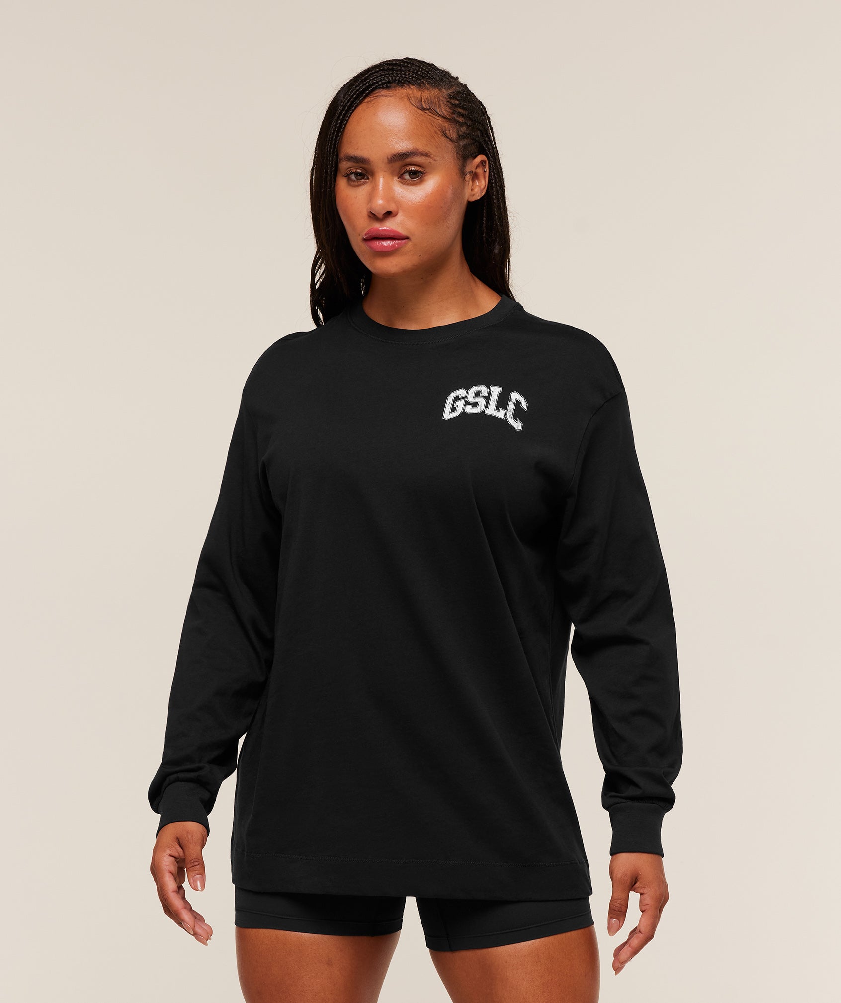 Gymshark GSLC Graphic Oversized Long Sleeve Top - Black