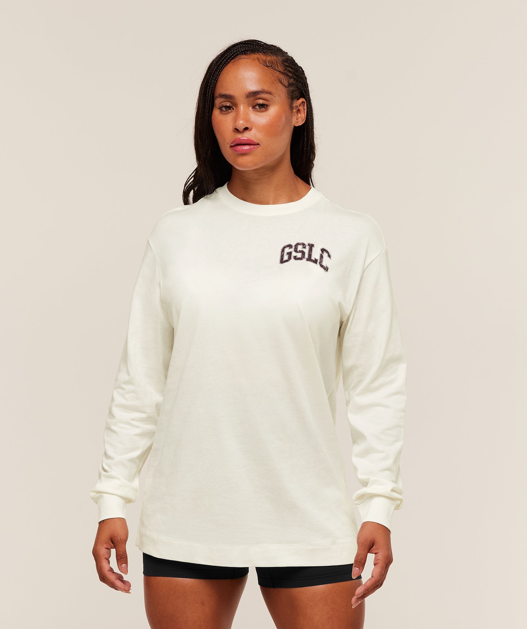 Gymshark GSLC Graphic Oversized Long Sleeve Top - Soft White