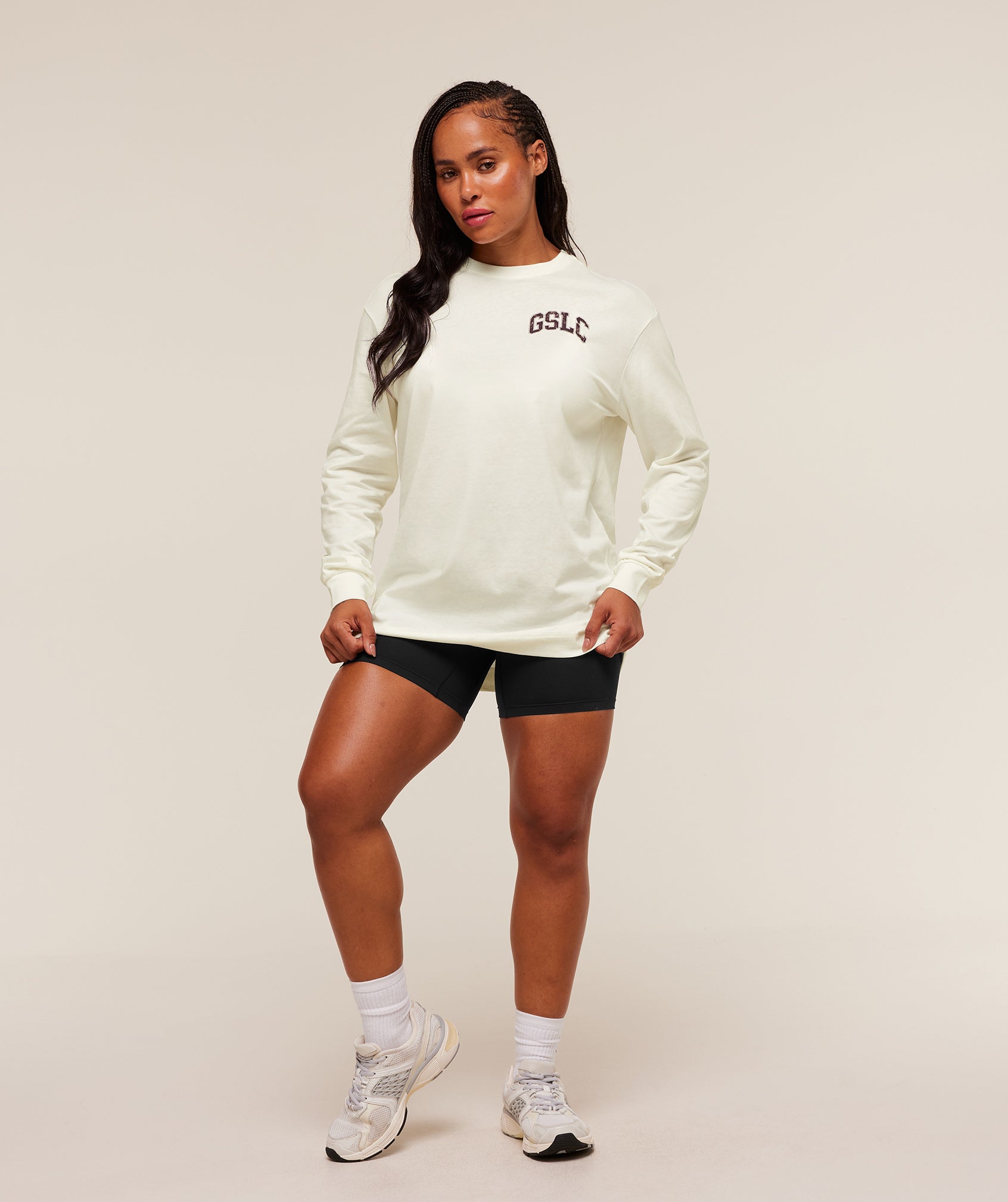 Gymshark GSLC Graphic Oversized Long Sleeve Top - Soft White