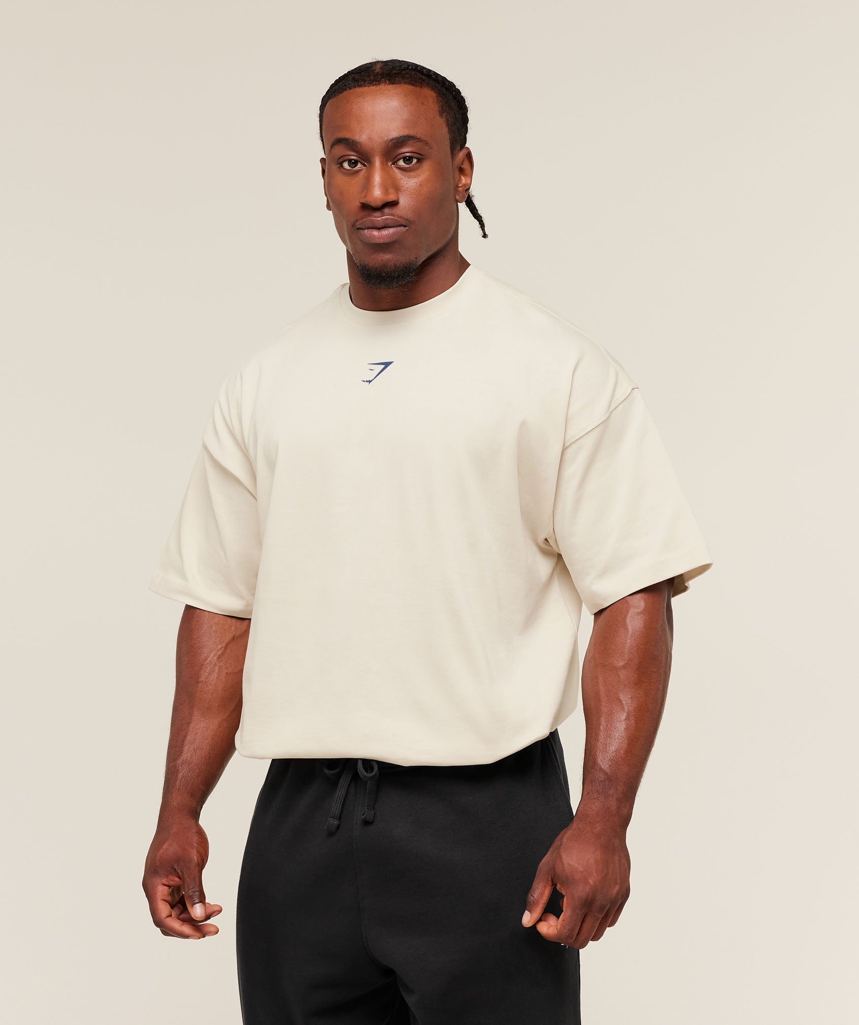 Gymshark Lifting Club T-Shirt - Oat White/Compound Blue