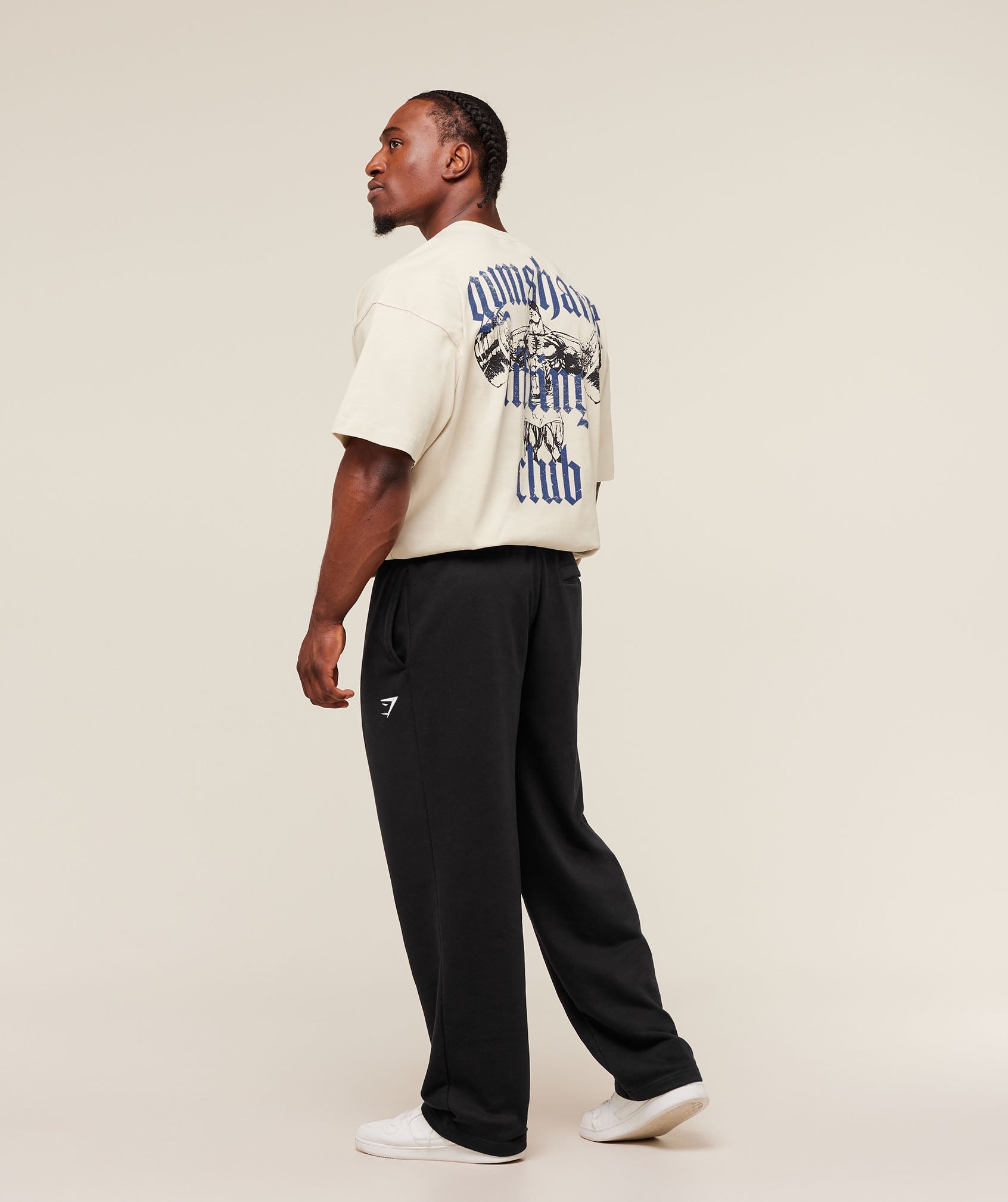 Gymshark Lifting Club T-Shirt - Oat White/Compound Blue