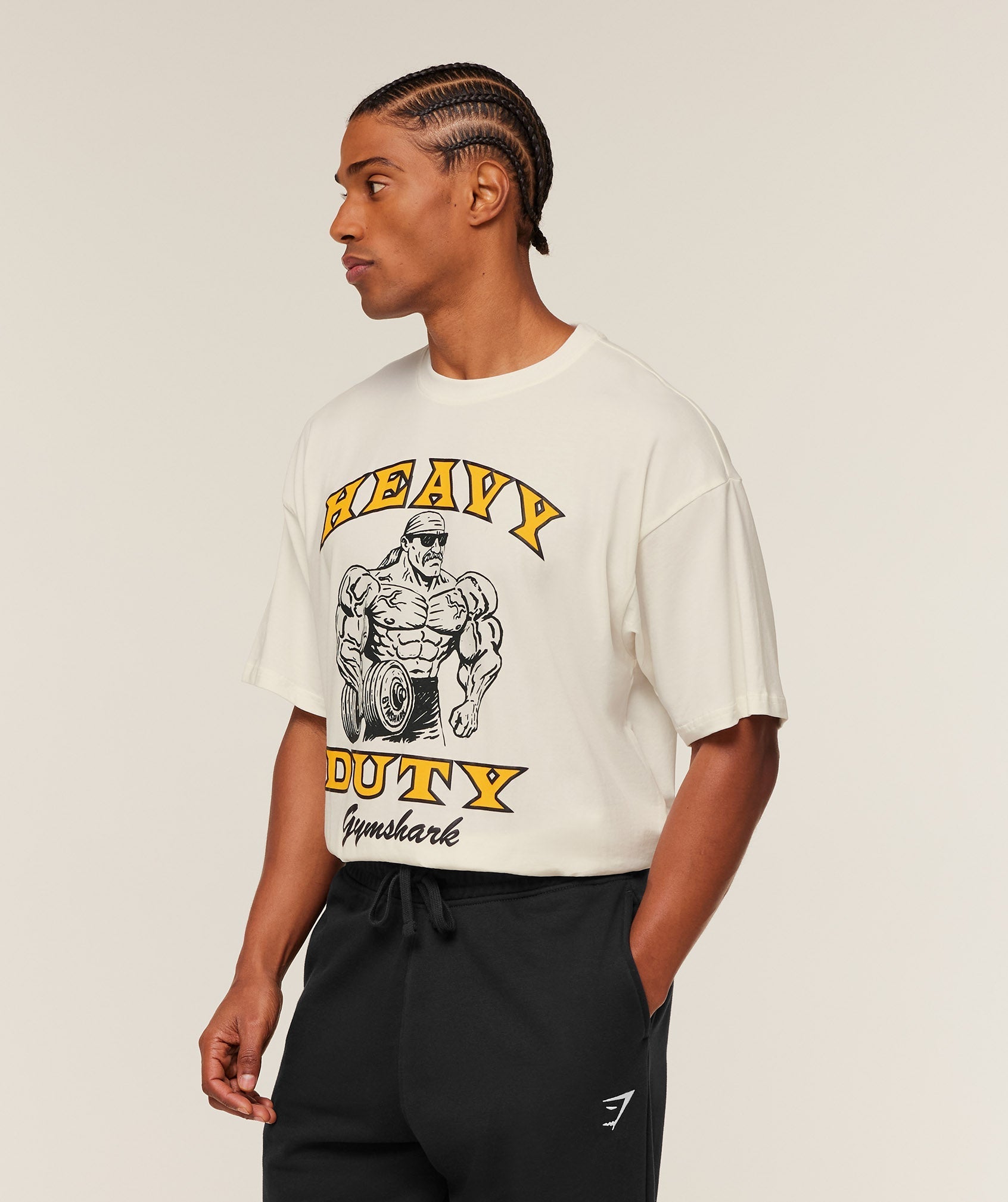 Gymshark Heavy Duty Bro Graphic T-Shirt - GS Soft White