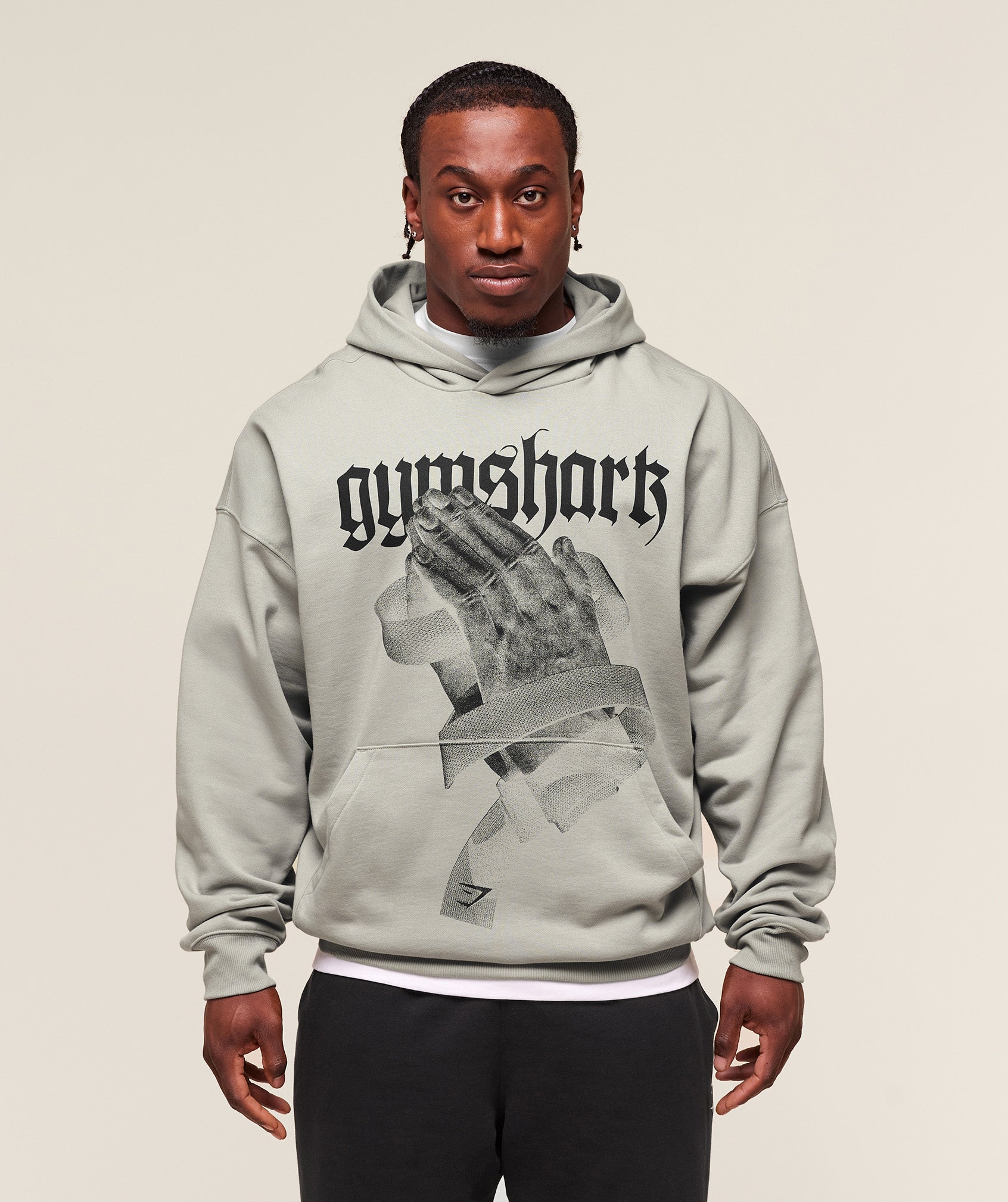 Gymshark Prayer Hands Hoodie - Stone Grey