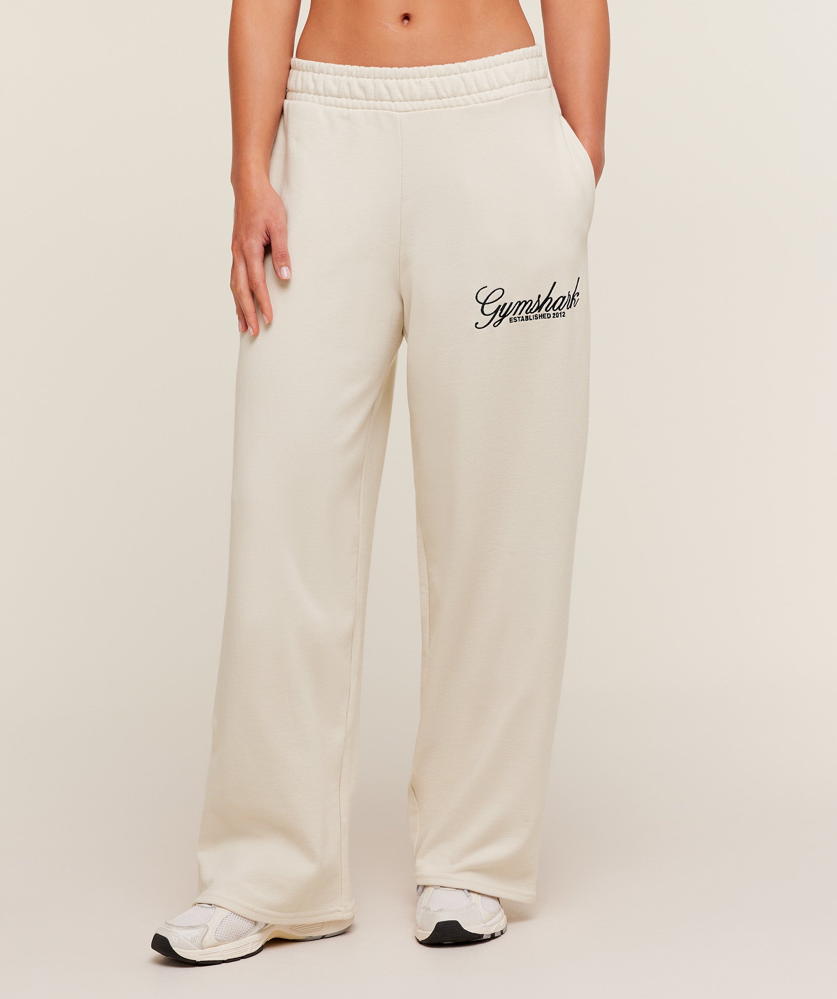 Gymshark Juicy Peach Wide Leg Joggers - Oat White