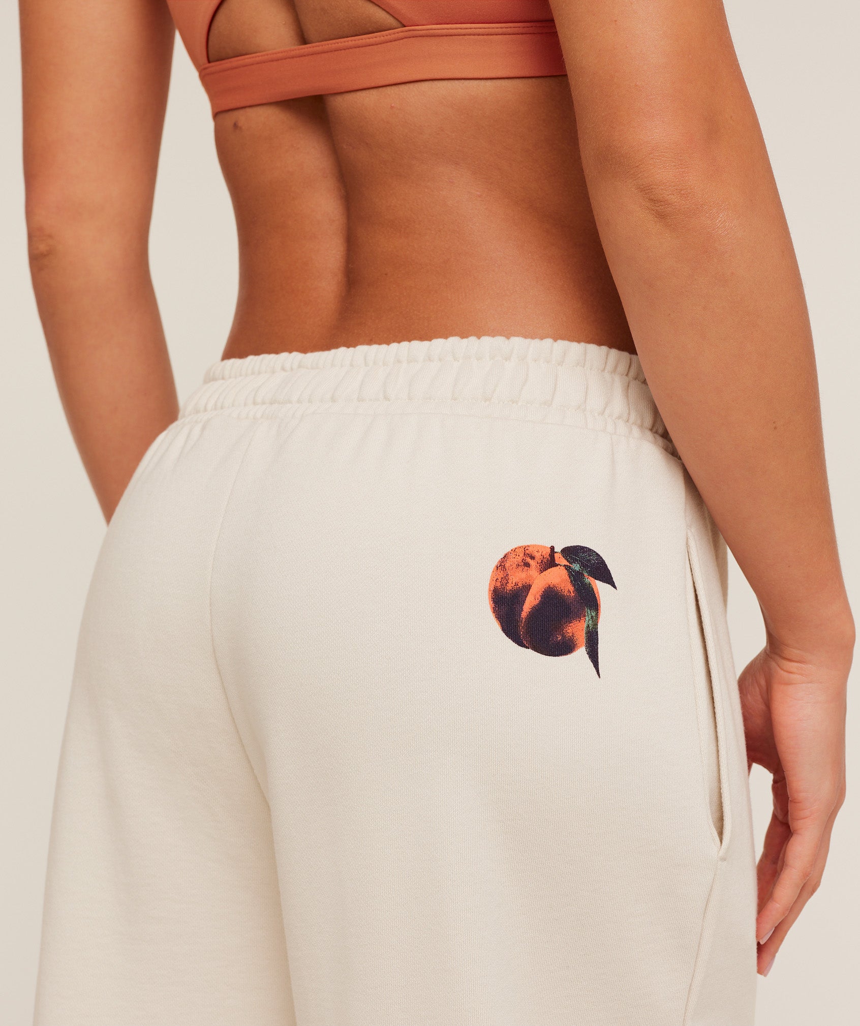 Gymshark Juicy Peach Wide Leg Joggers - Oat White