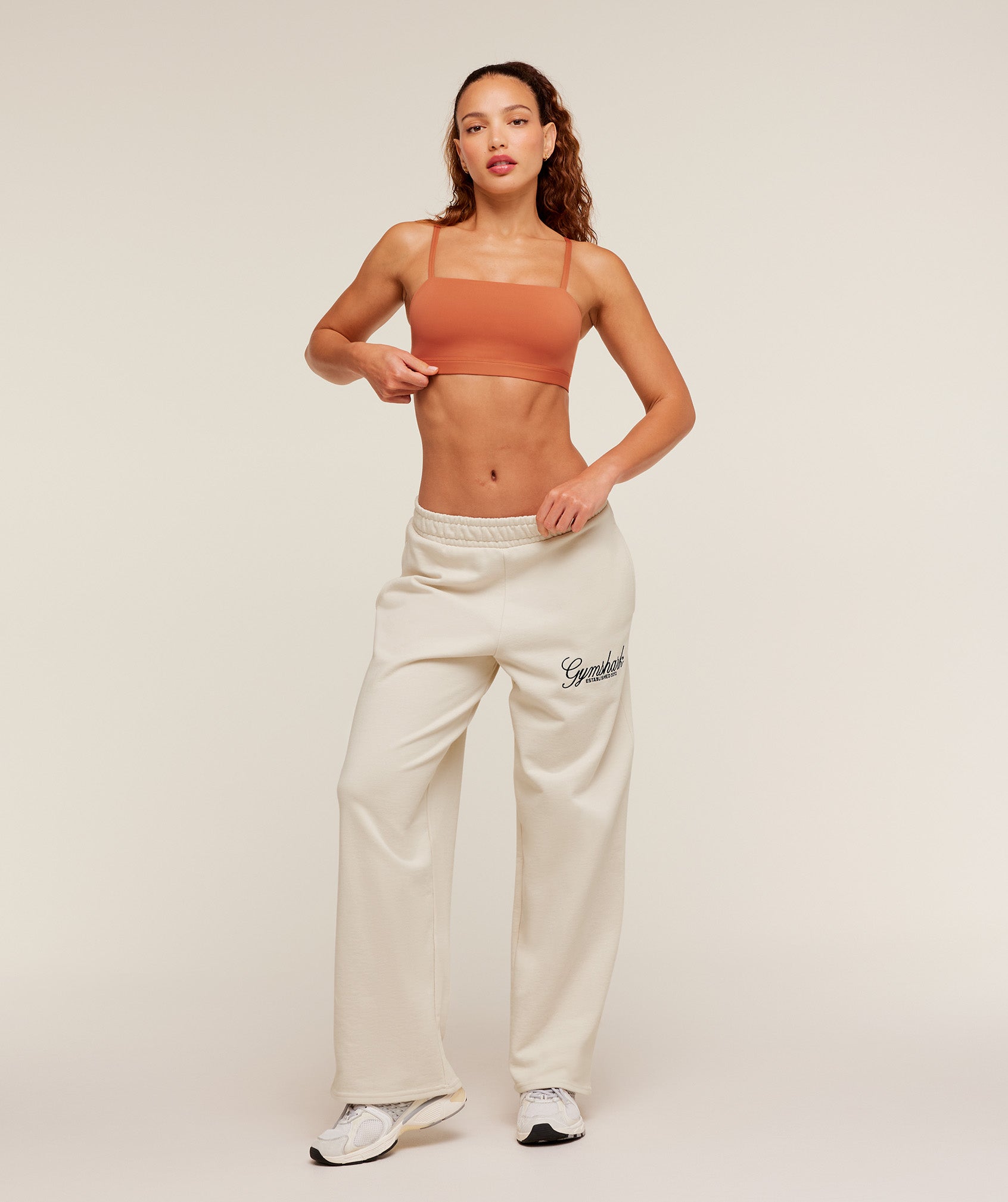 Gymshark Juicy Peach Wide Leg Joggers - Oat White