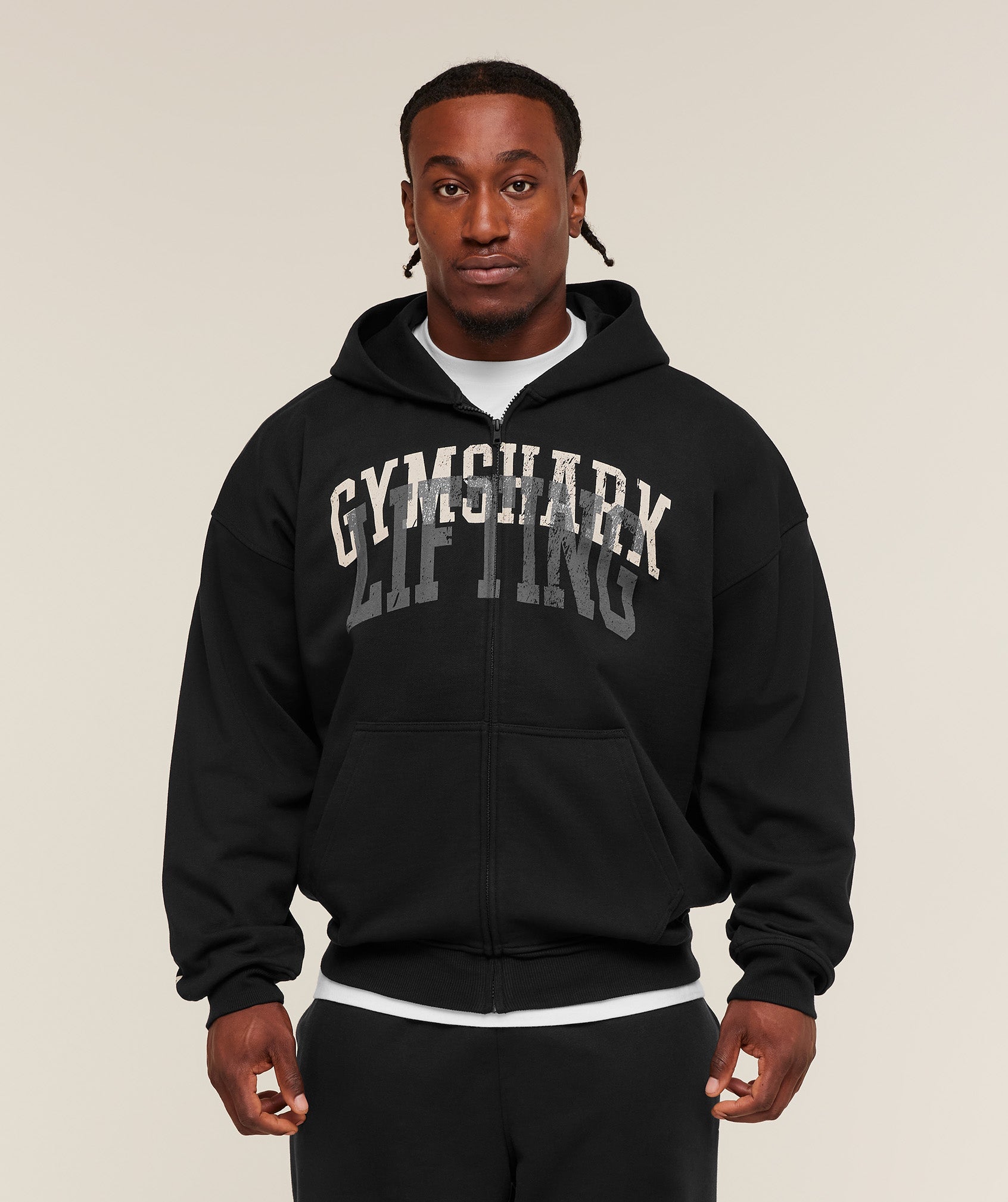 Gymshark Layered Graphic Zip Up Hoodie - Black