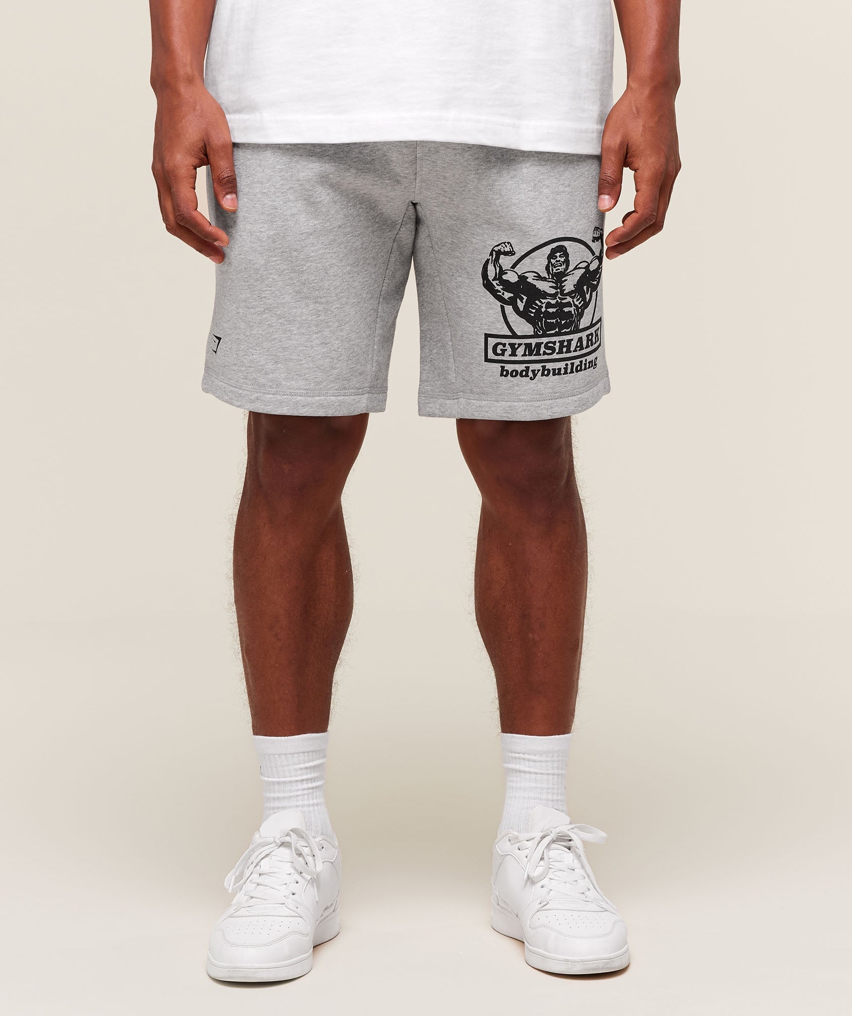 Gymshark Double Bicep 9" Shorts - Light Grey Core Marl