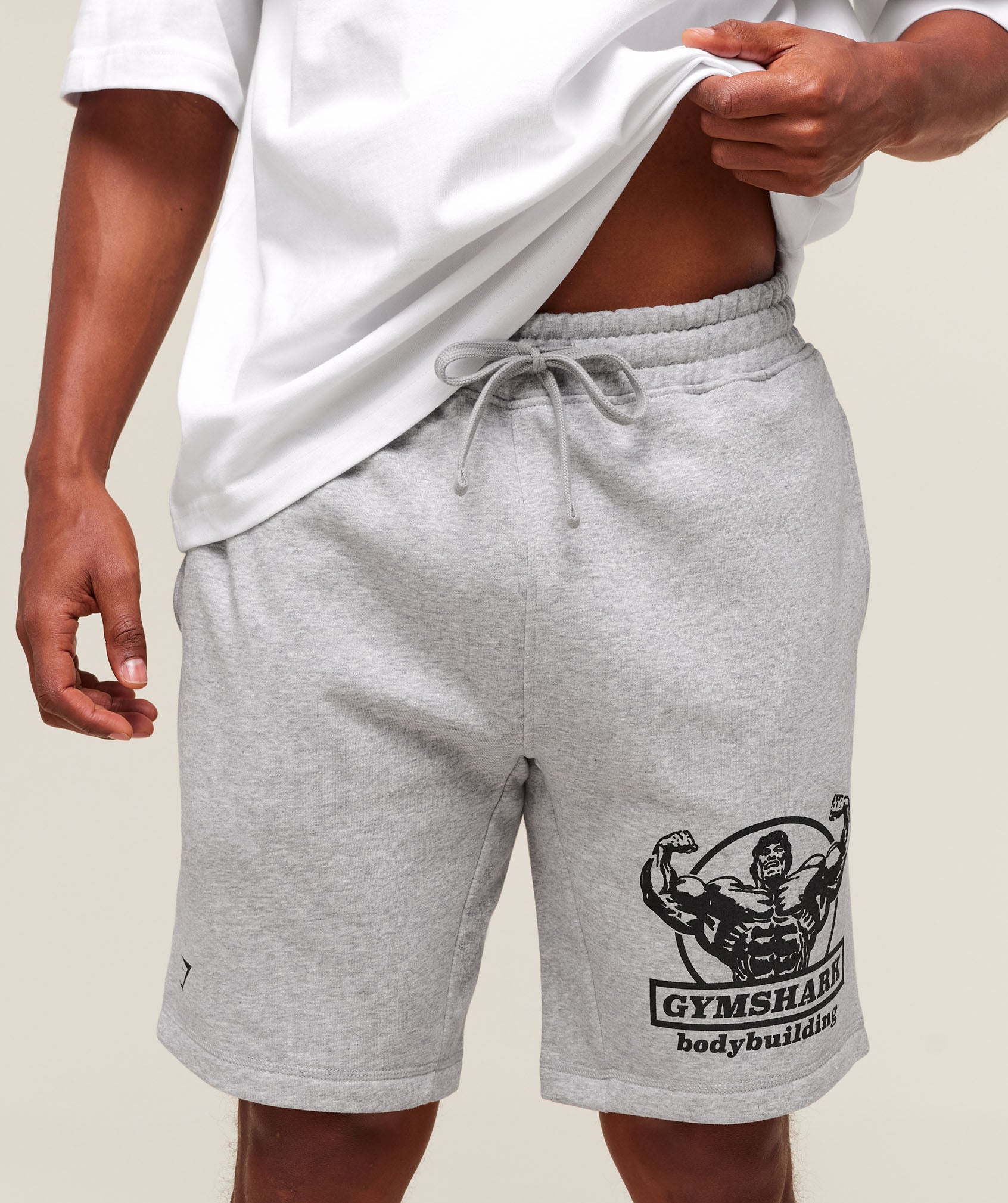 Gymshark Double Bicep 9" Shorts - Light Grey Core Marl