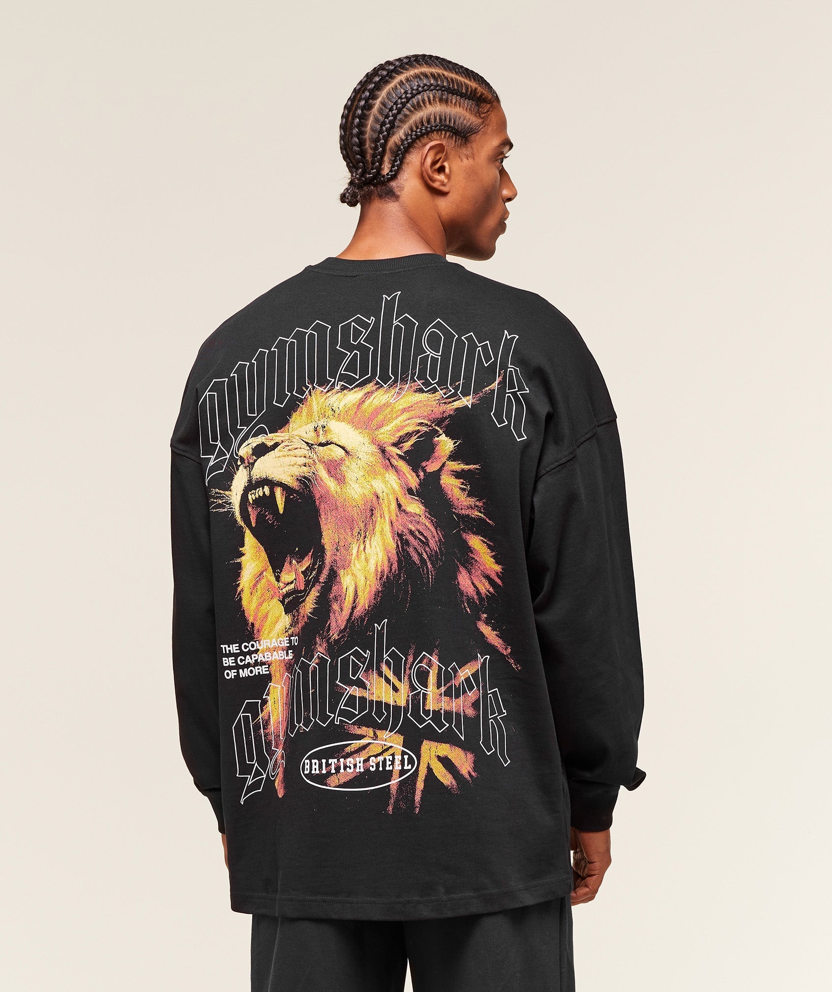 Gymshark Lion Graphic Long Sleeve T-Shirt - Black
