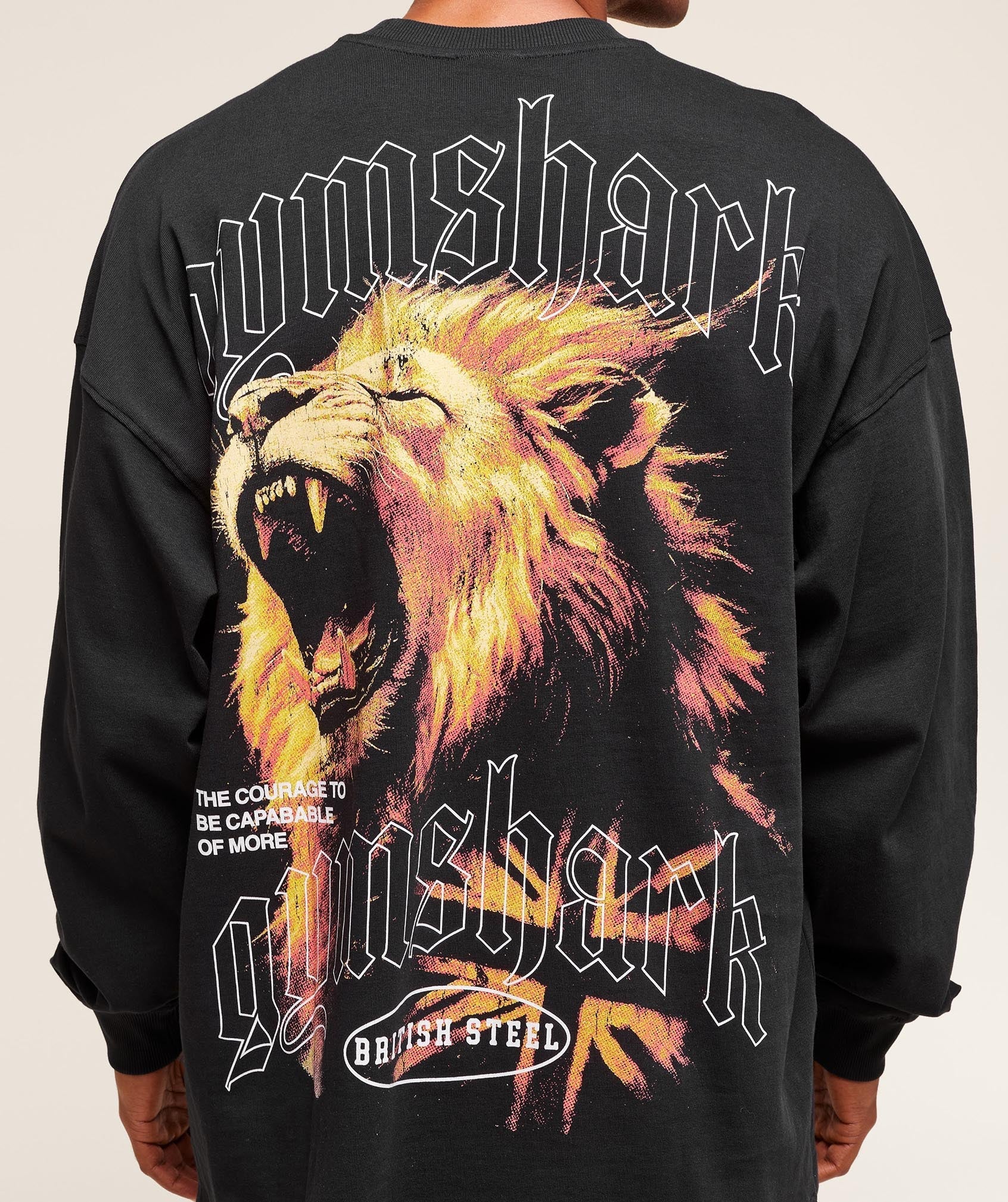 Gymshark Lion Graphic Long Sleeve T-Shirt - Black