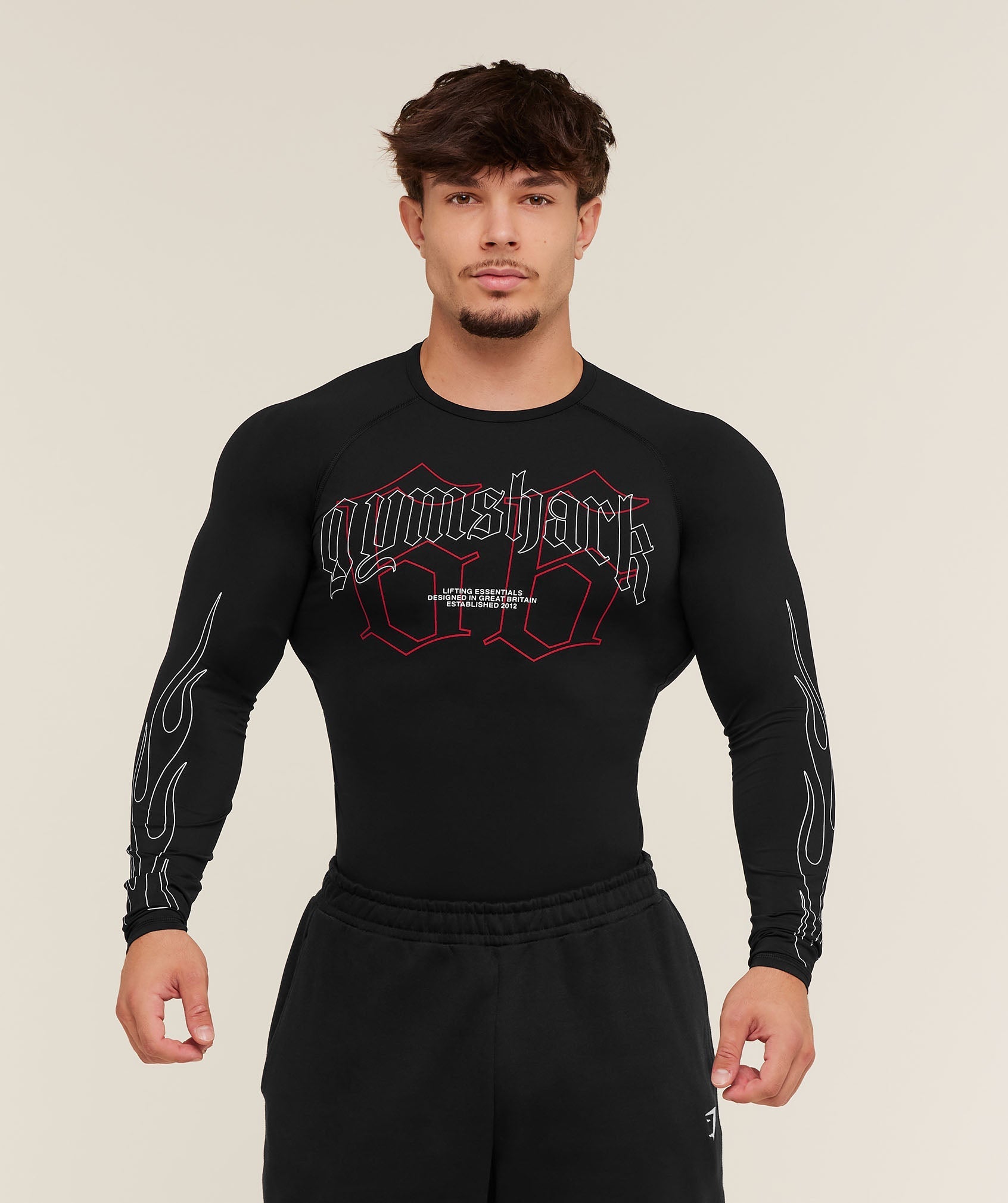 Gymshark Outline Graphic Long Sleeve Baselayer - Black