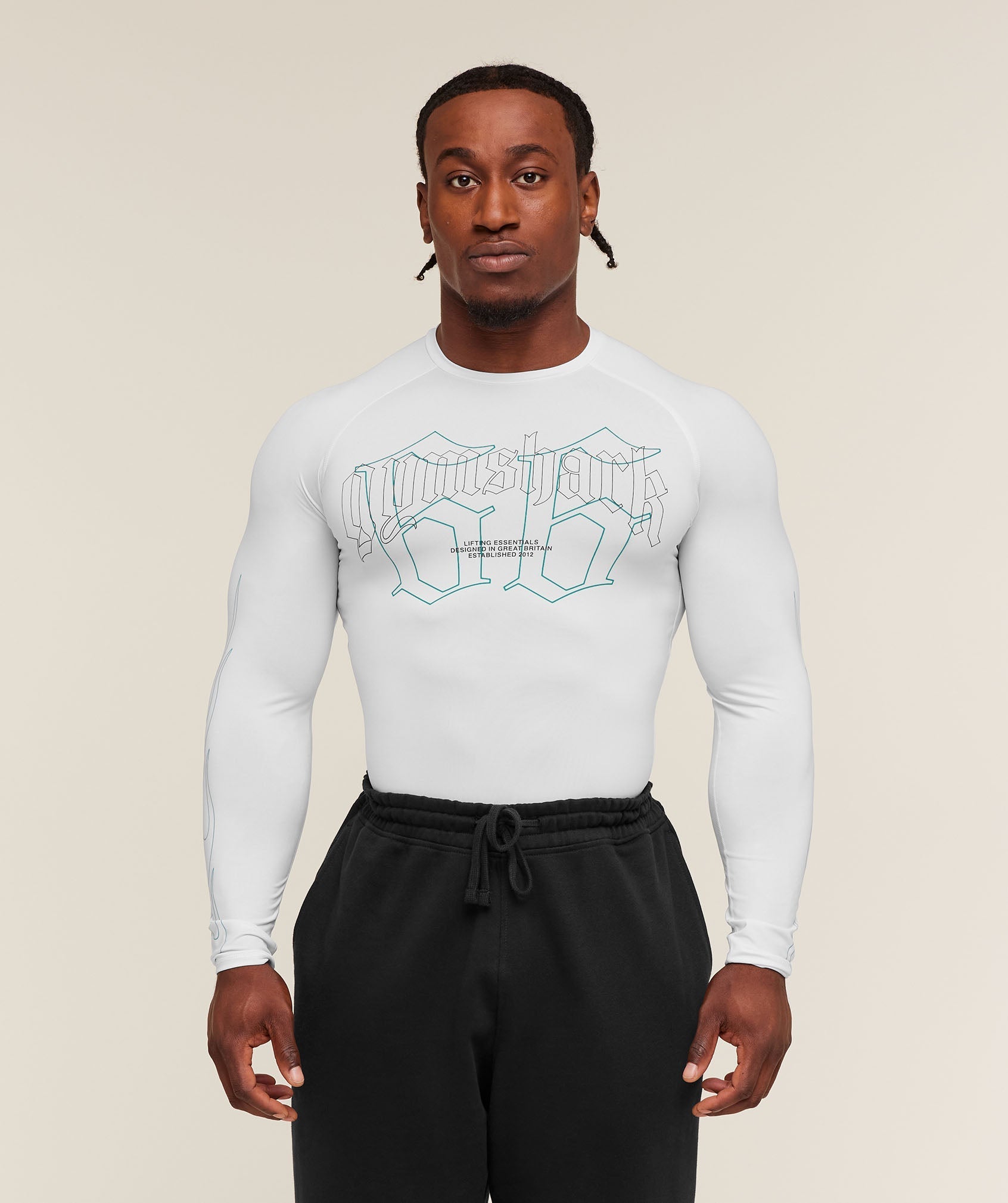 Gymshark Outline Graphic Long Sleeve Baselayer - White