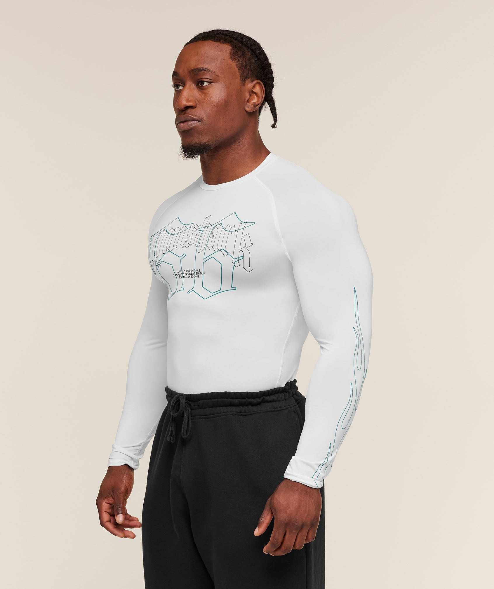 Gymshark Outline Graphic Long Sleeve Baselayer - White