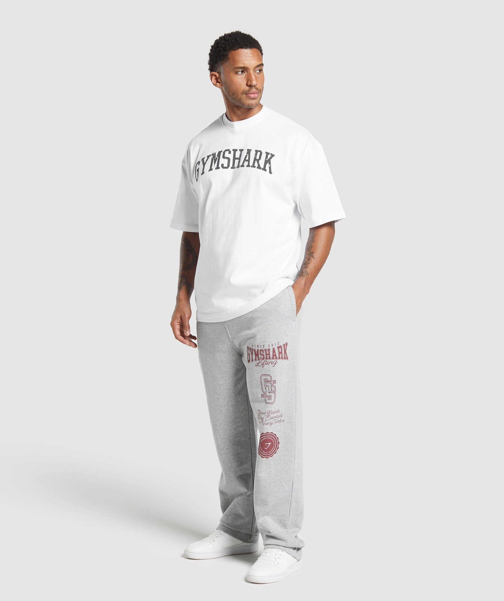 Gymshark Lifting Essentials Straight Leg Pant - Light Grey Core Marl