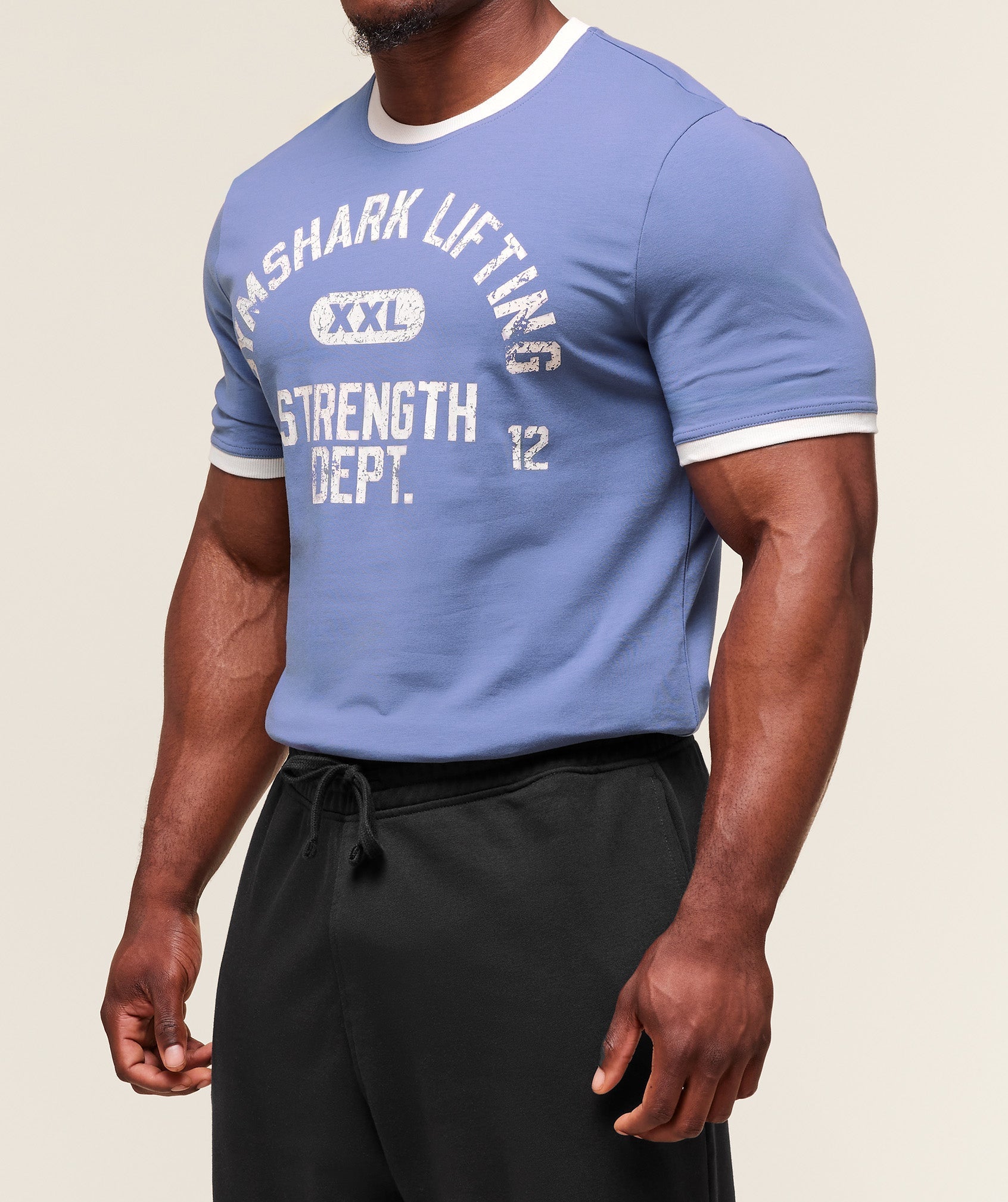 Gymshark XXL Strength Dept Ringer T-Shirt - Worn Blue