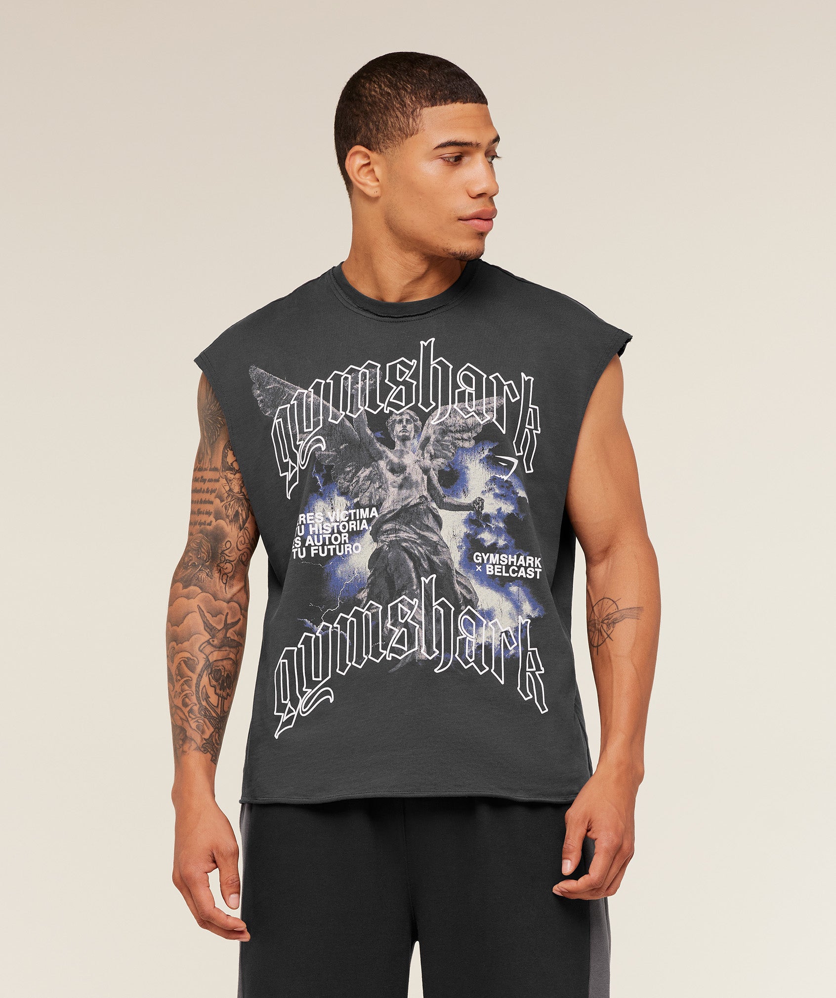 Gymshark x Carlos Belcast Cut off Tee - Onyx Grey