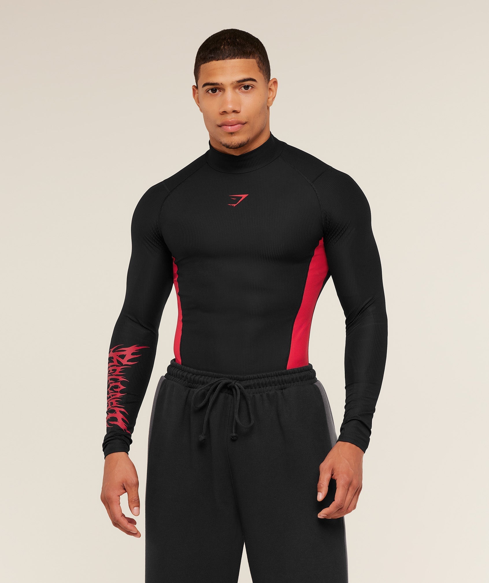 Gymshark x Carlos Belcast Long Sleeve Tee - Black/Carmine Red