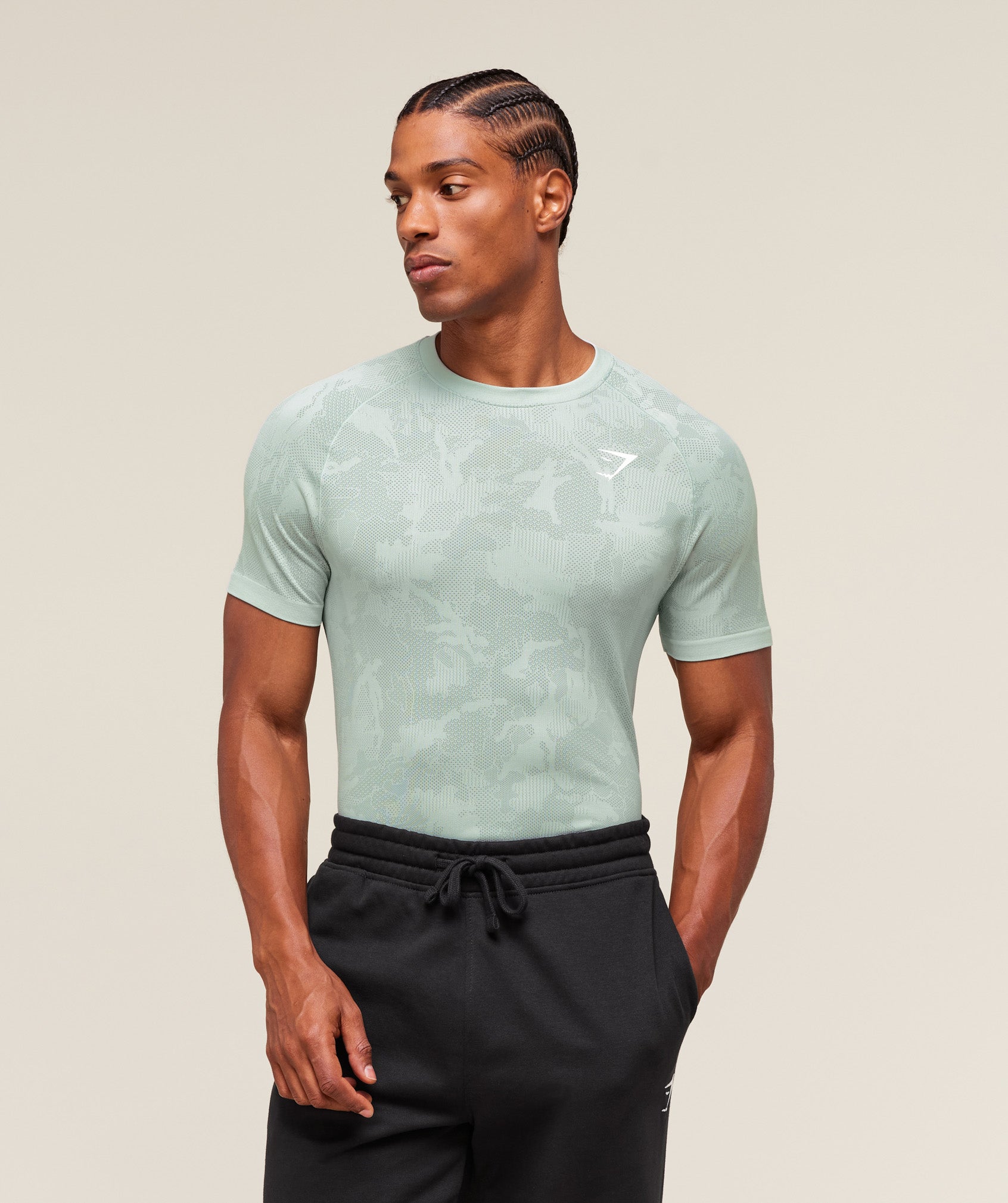 Gymshark Geo Seamless T-Shirt - Morning Blue/Celeste Blue