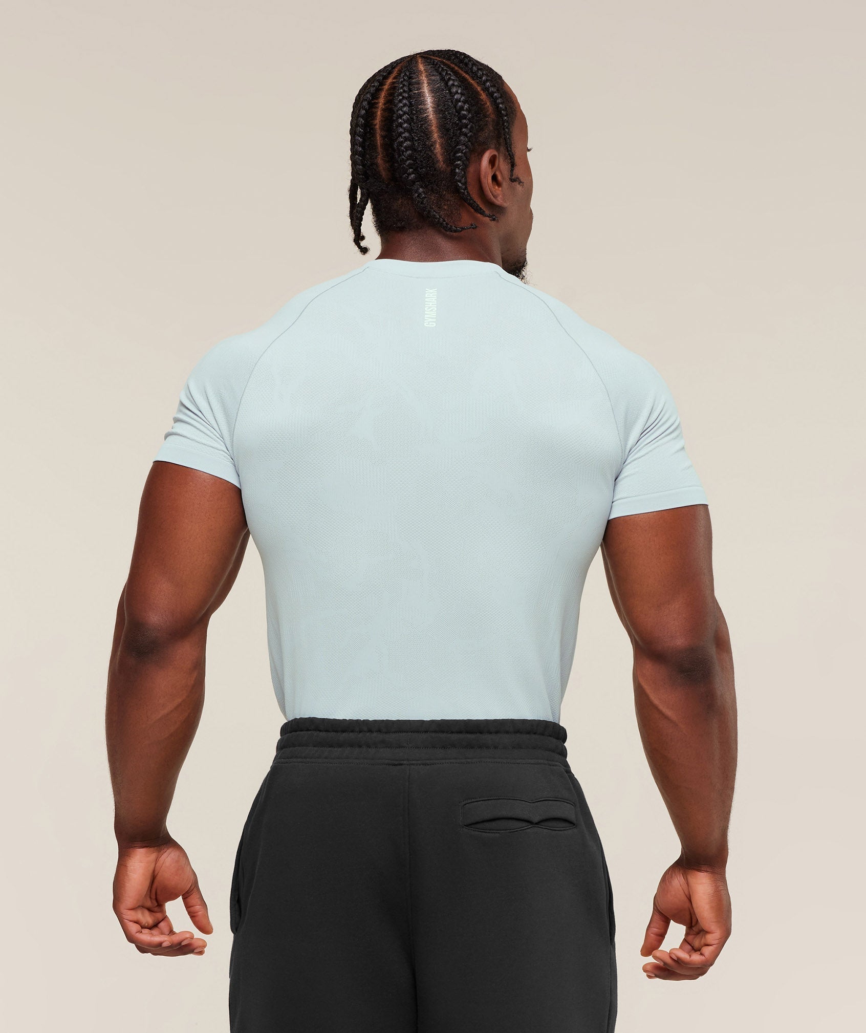 Gymshark Geo Seamless T-Shirt - Smoke Blue/Soft White