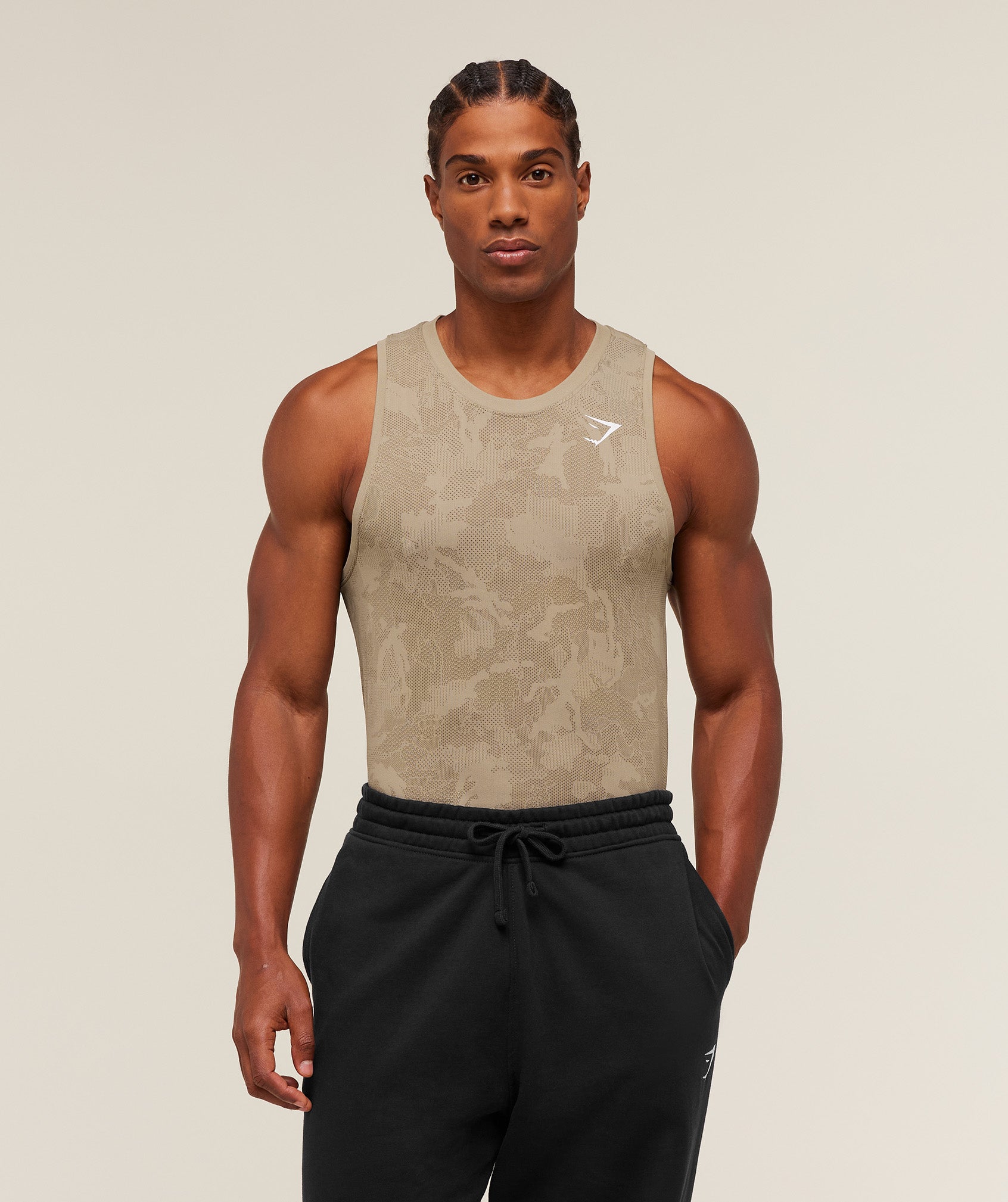 Gymshark Geo Seamless Tank - Cement Brown/Soul Brown