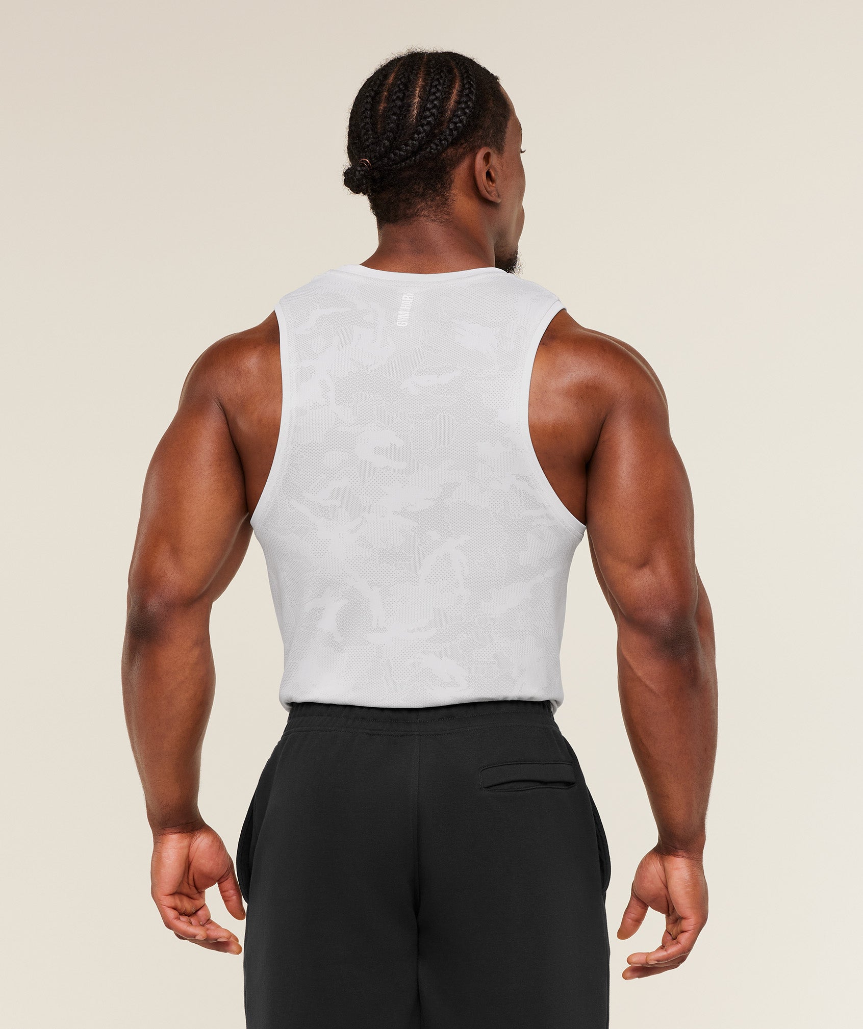 Gymshark Geo Seamless Tank - White/Light Grey